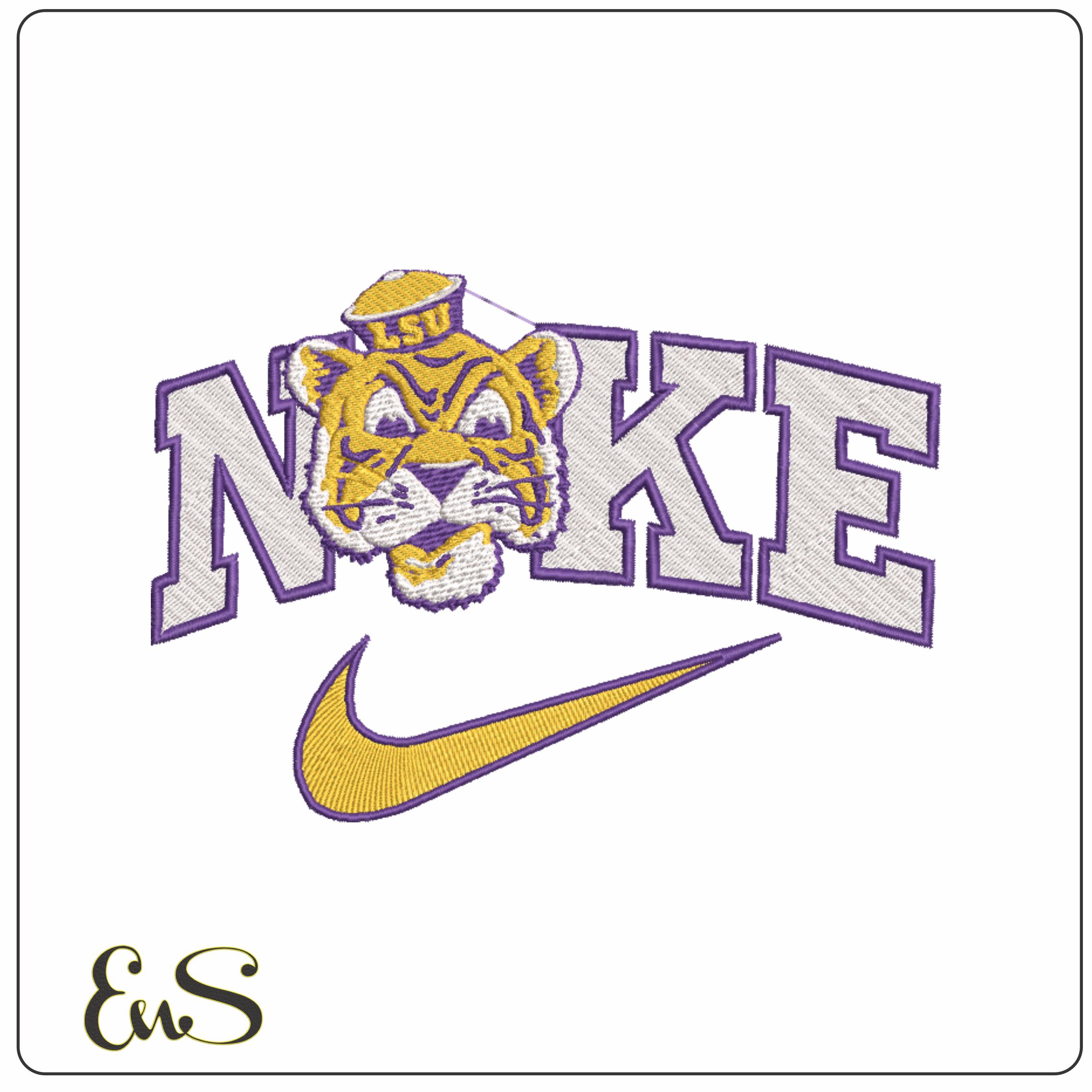 Nike Swoosh Louisiana State - LSU Tiger 1955 - NCAA embroidery design file - instant download