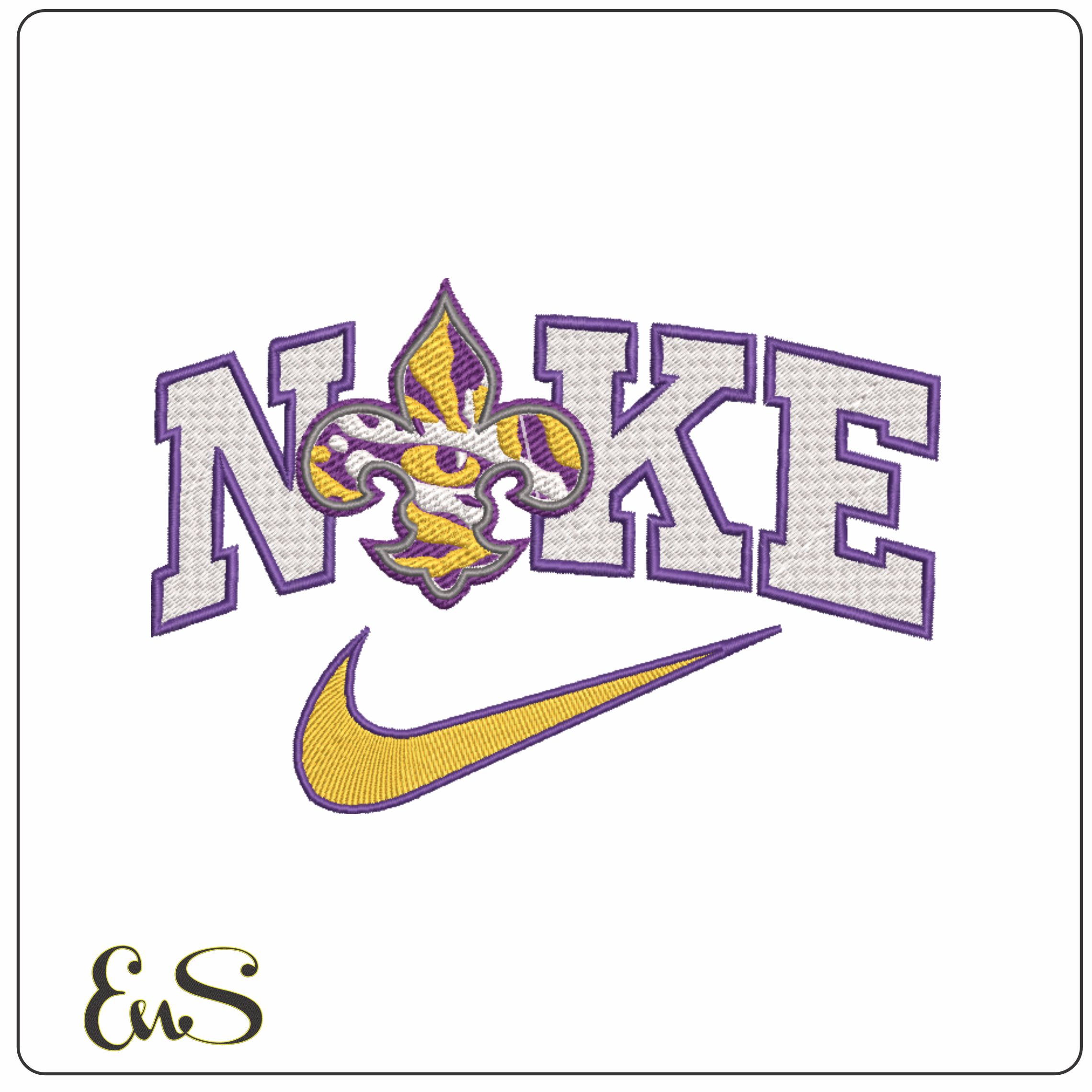 Nike Swoosh Louisiana State - LSU Fleur Tiger Eye - NCAA embroidery design file - instant download