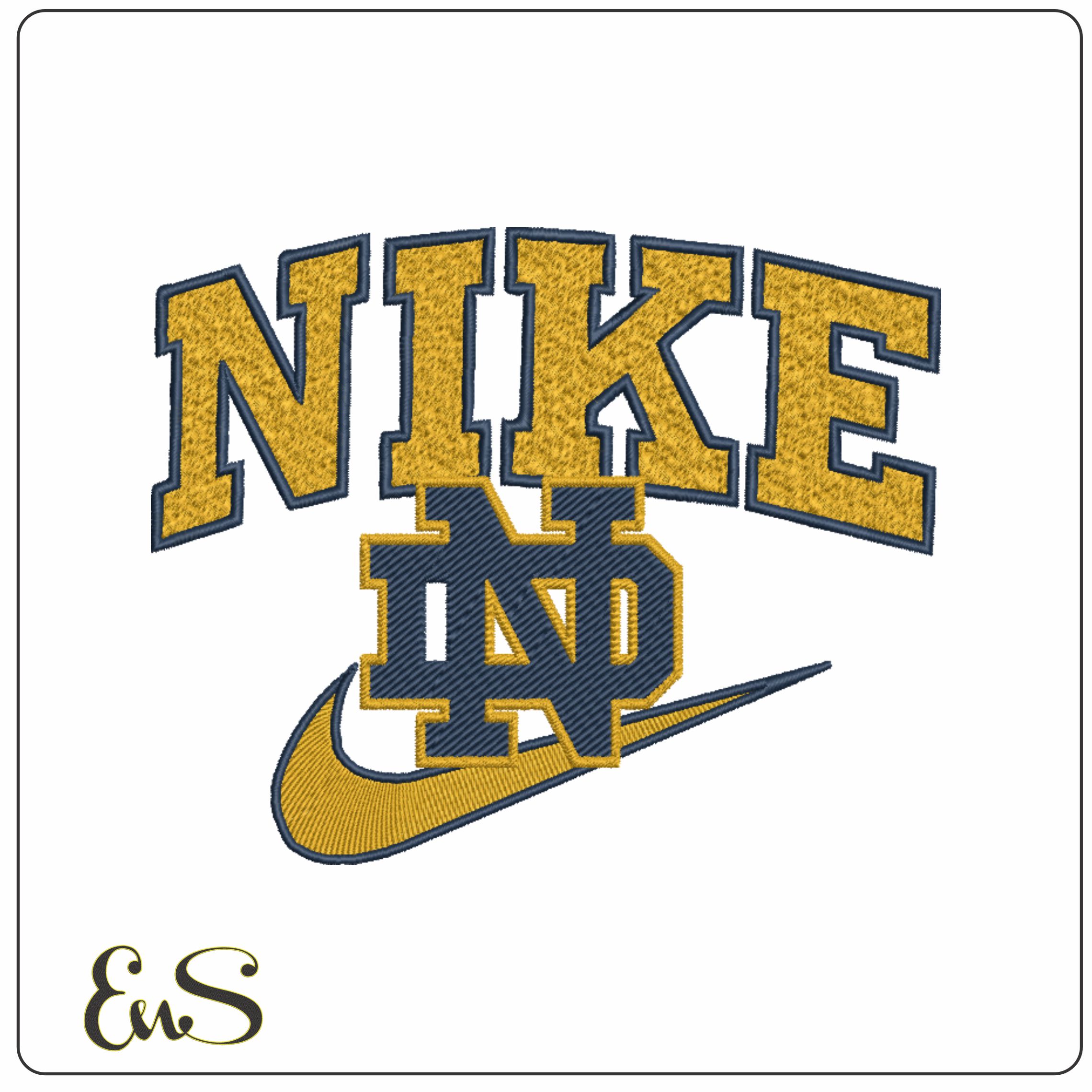 Nike Swoosh Notre Dame - NCAA embroidery design file - instant download