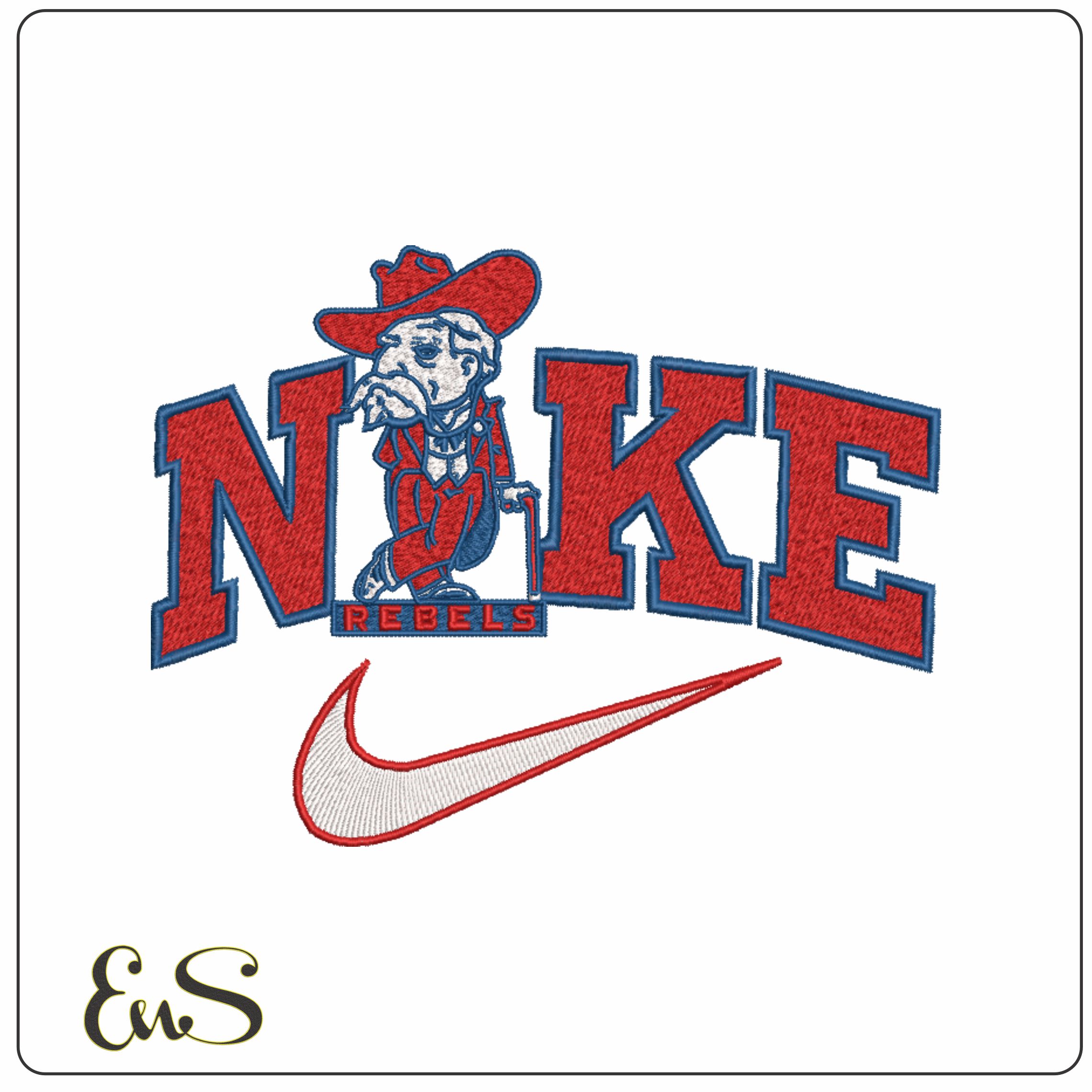 Nike Swoosh Ole Miss Rebel - NCAA embroidery design file - instant download