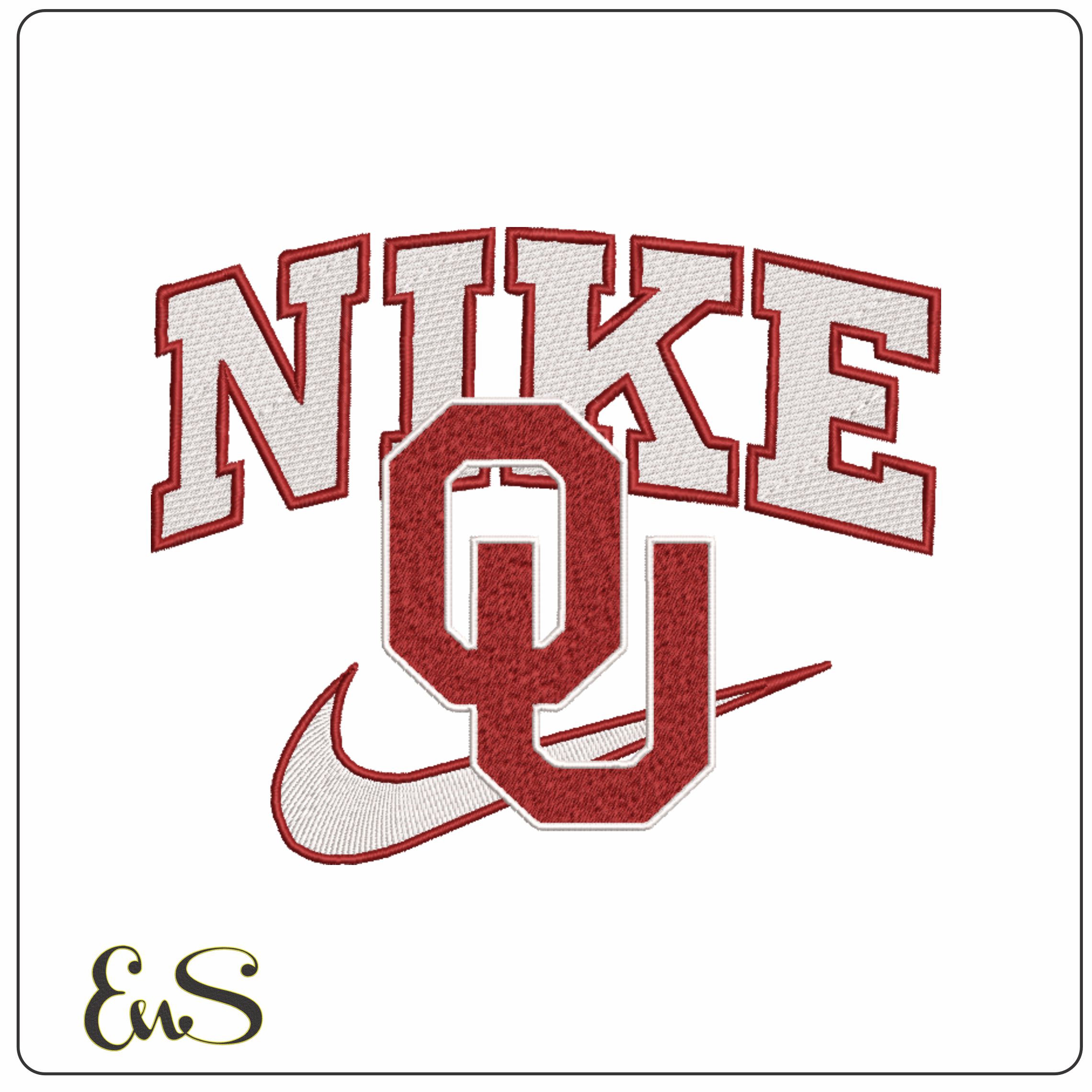 Nike Swoosh Oklahoma Uni - OU Sooners - NCAA embroidery design file - instant download