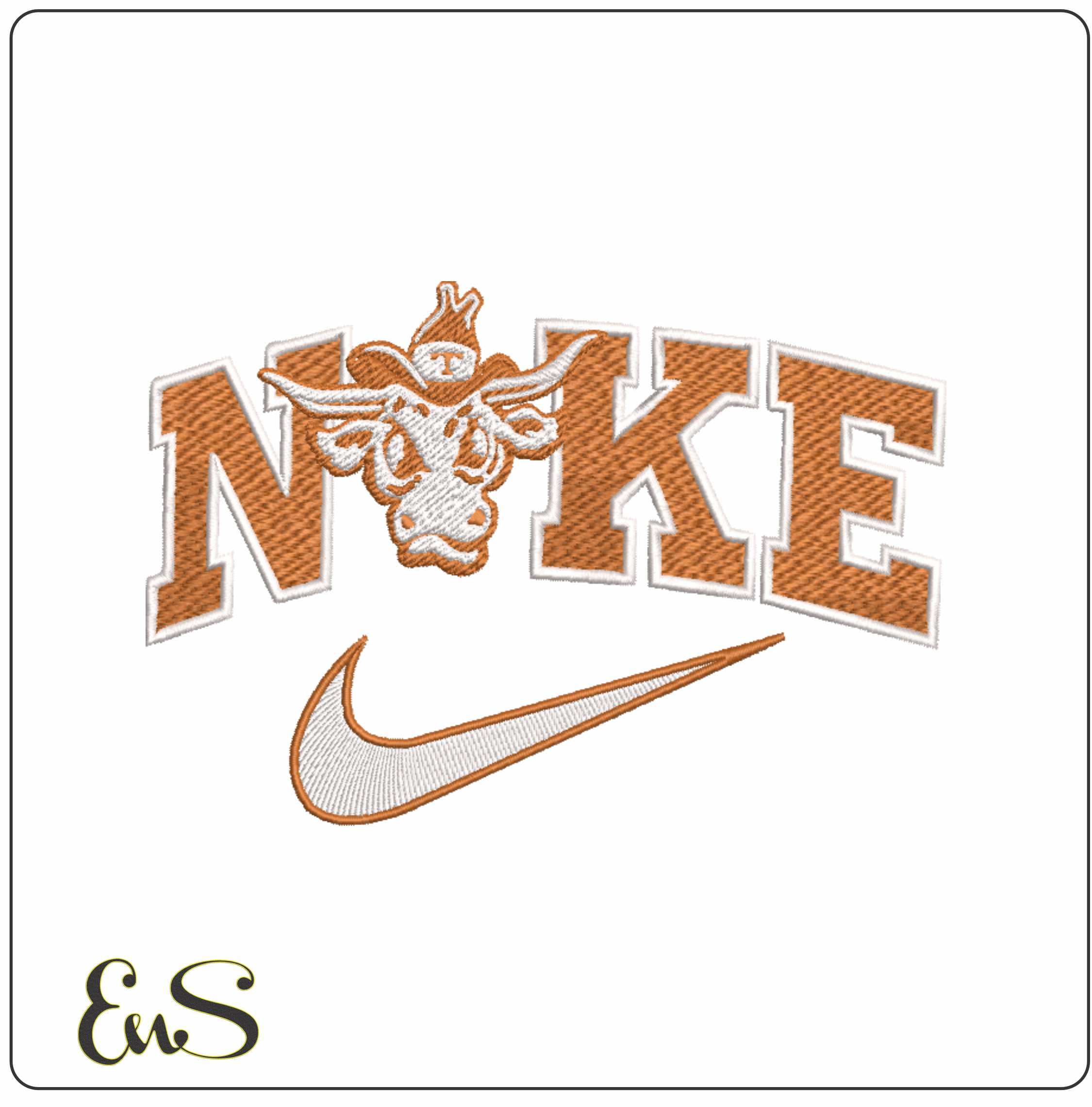Nike Swoosh Texas Longhorn 1976 - NCAA embroidery design file - instant download