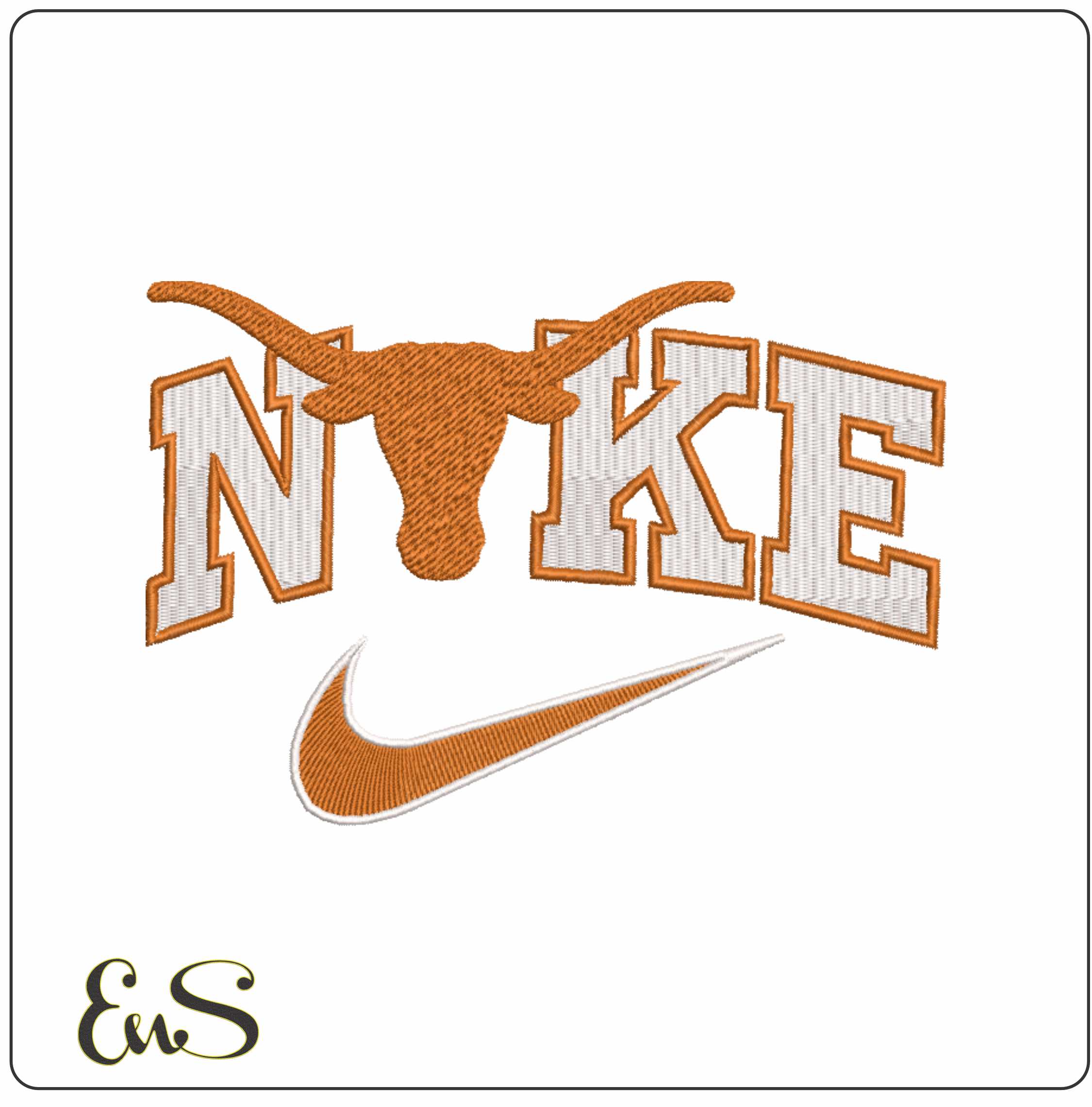 Nike Swoosh Texas Longhorn - NCAA embroidery design file - instant download