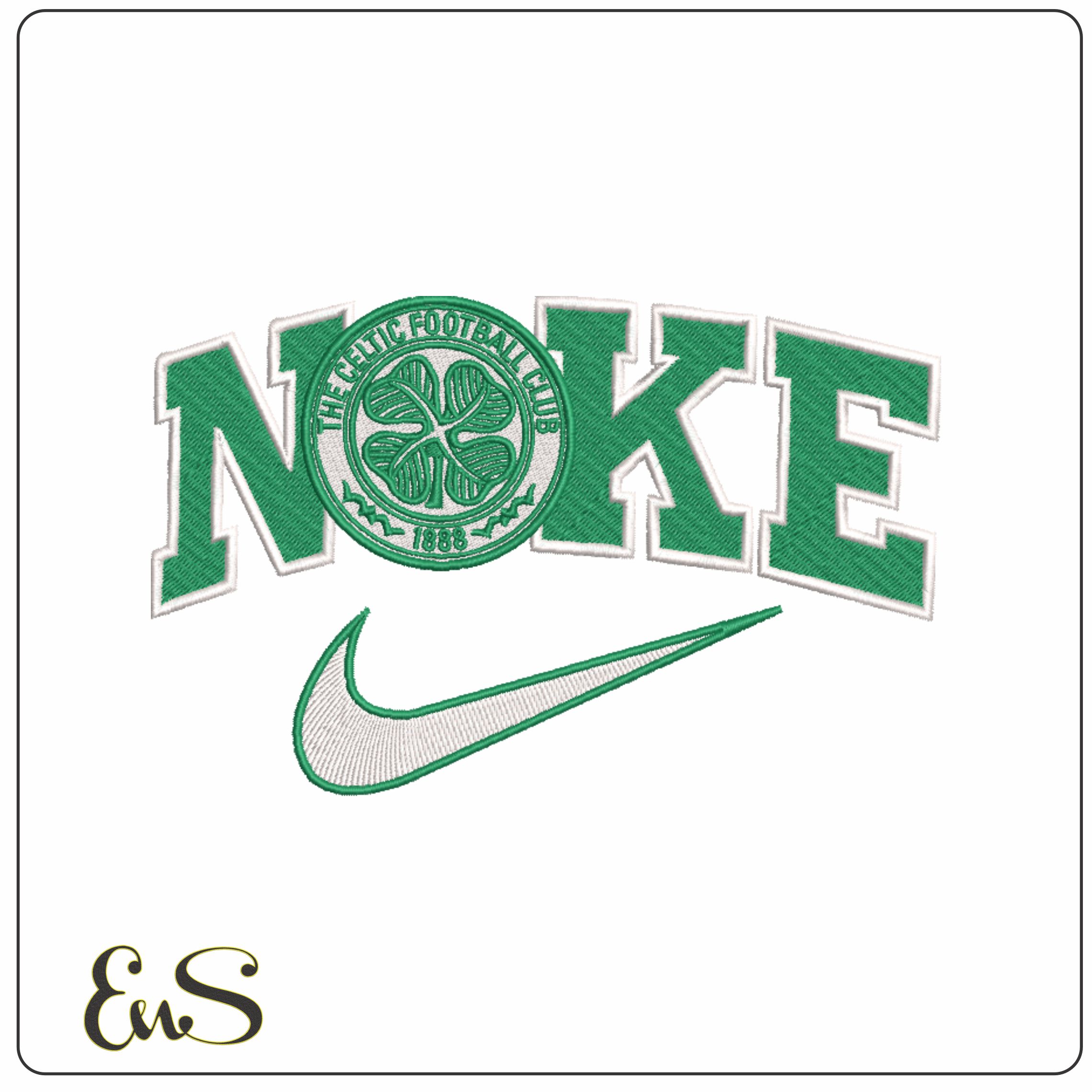 Nike Swoosh Celtic Football Club - Scottish League embroidery design file - instant download