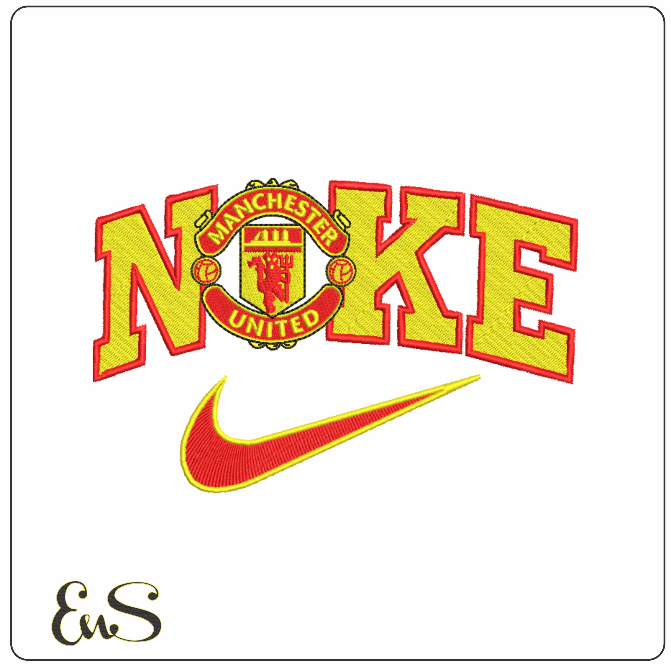 Nike Swoosh Manchester United Football Club - Red Devils- Premier League embroidery design file - instant download