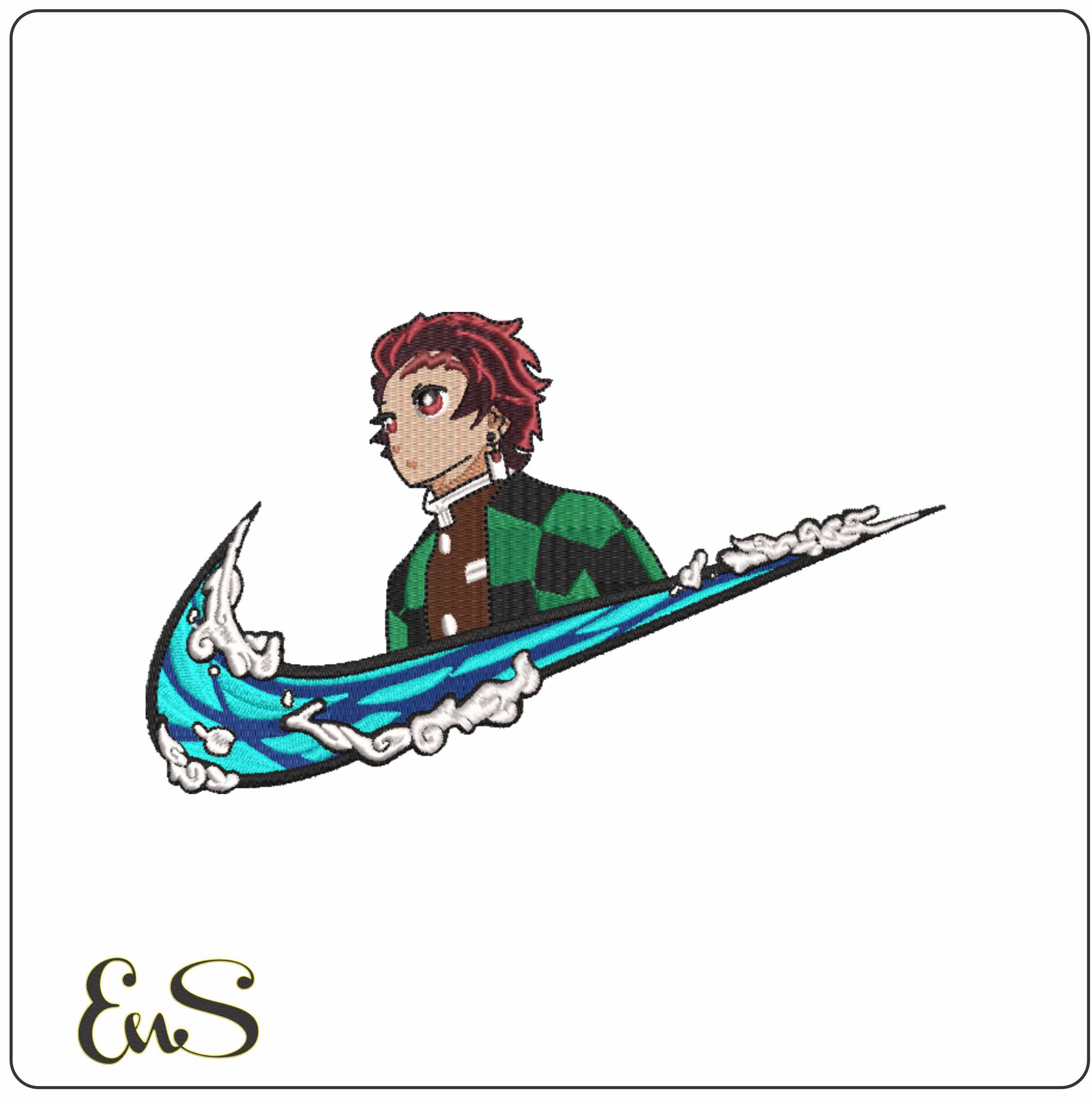 Nike Swoosh Tanjiro Kamado - Anime - Nike embroidery design - instant download