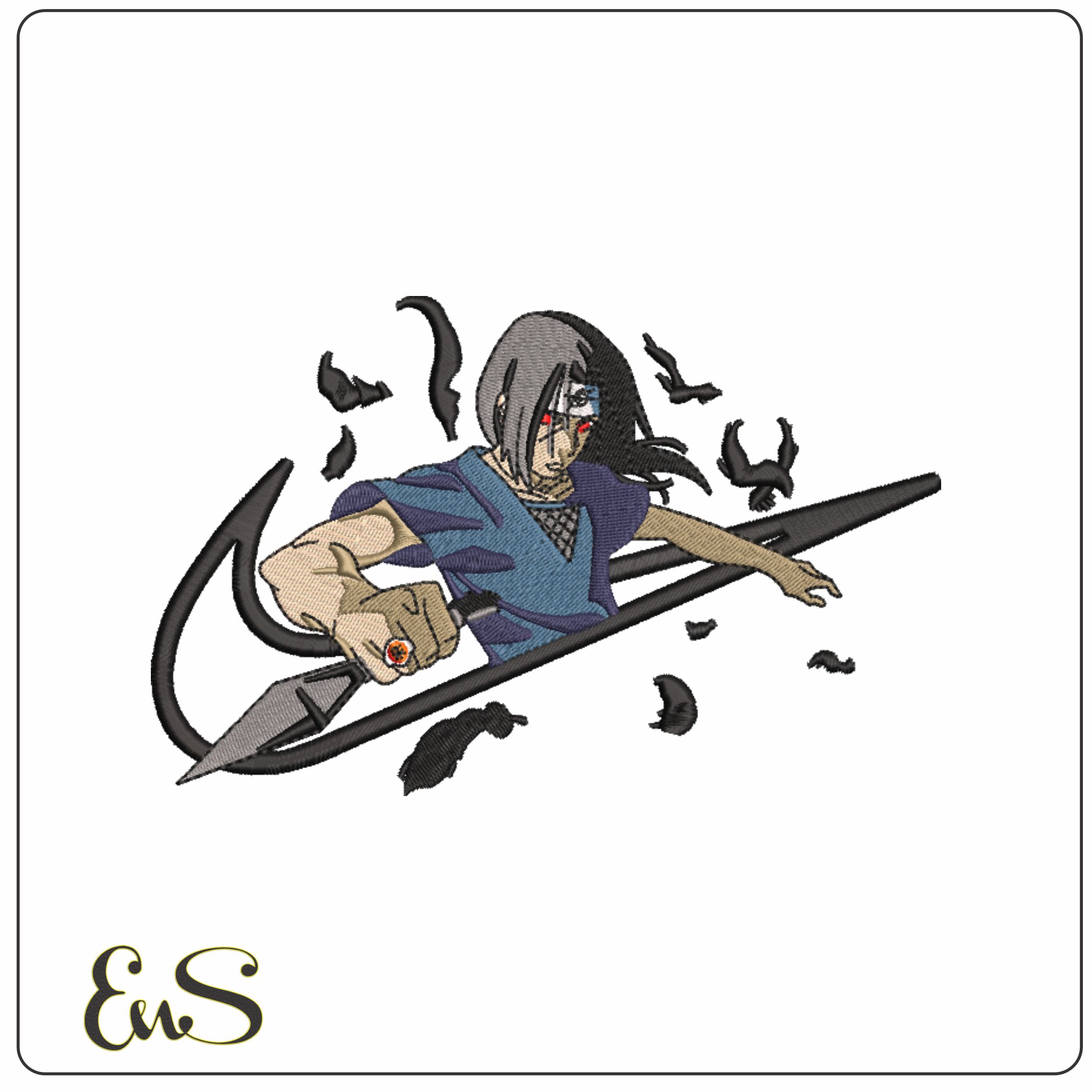 Nike Swoosh Nike Itachi with Knife - Anime - Nike embroidery design - instant download