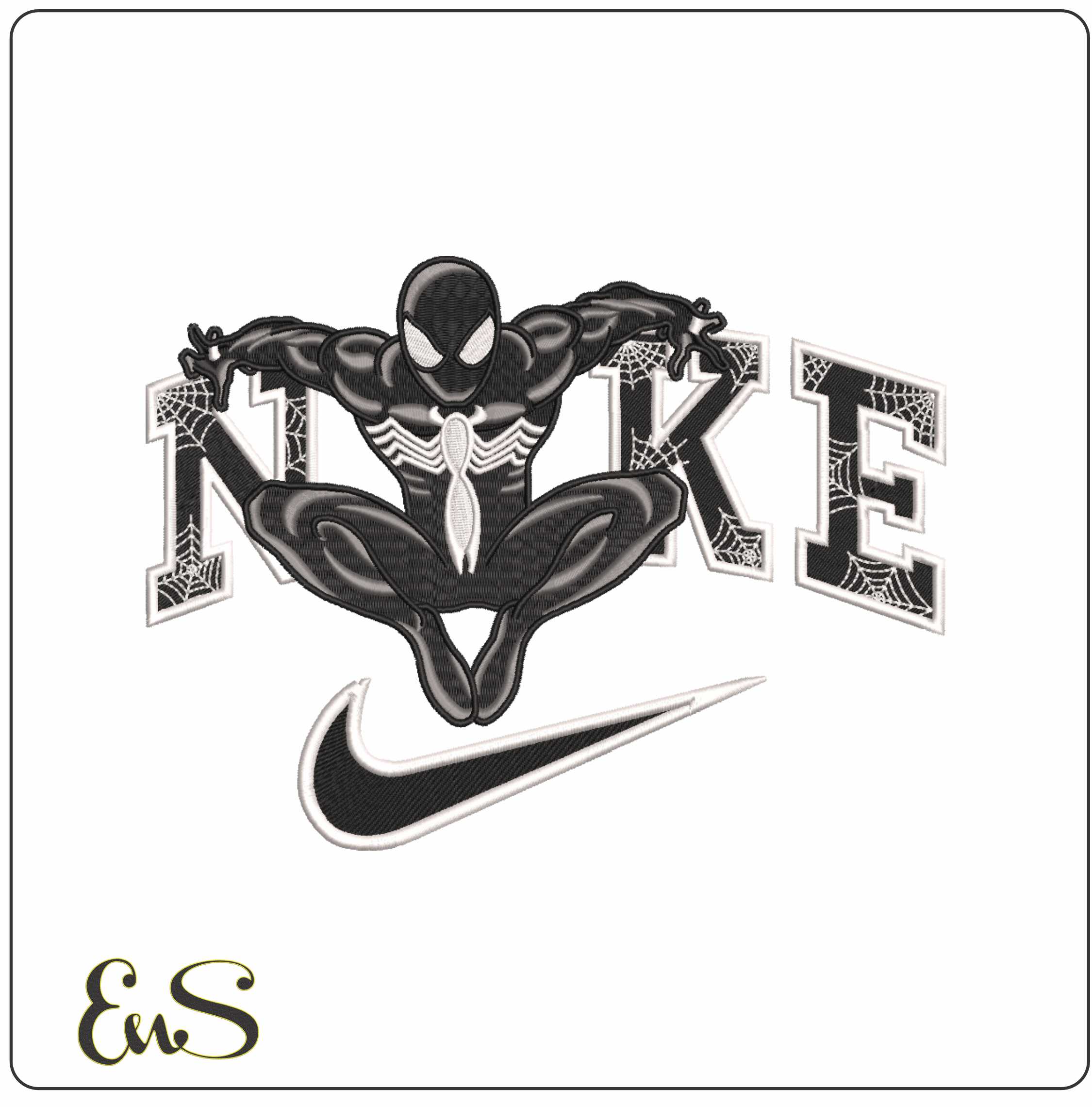 Nike Swoosh Venom Spiderman - Marvel Comics - Nike embroidery design file - instant download