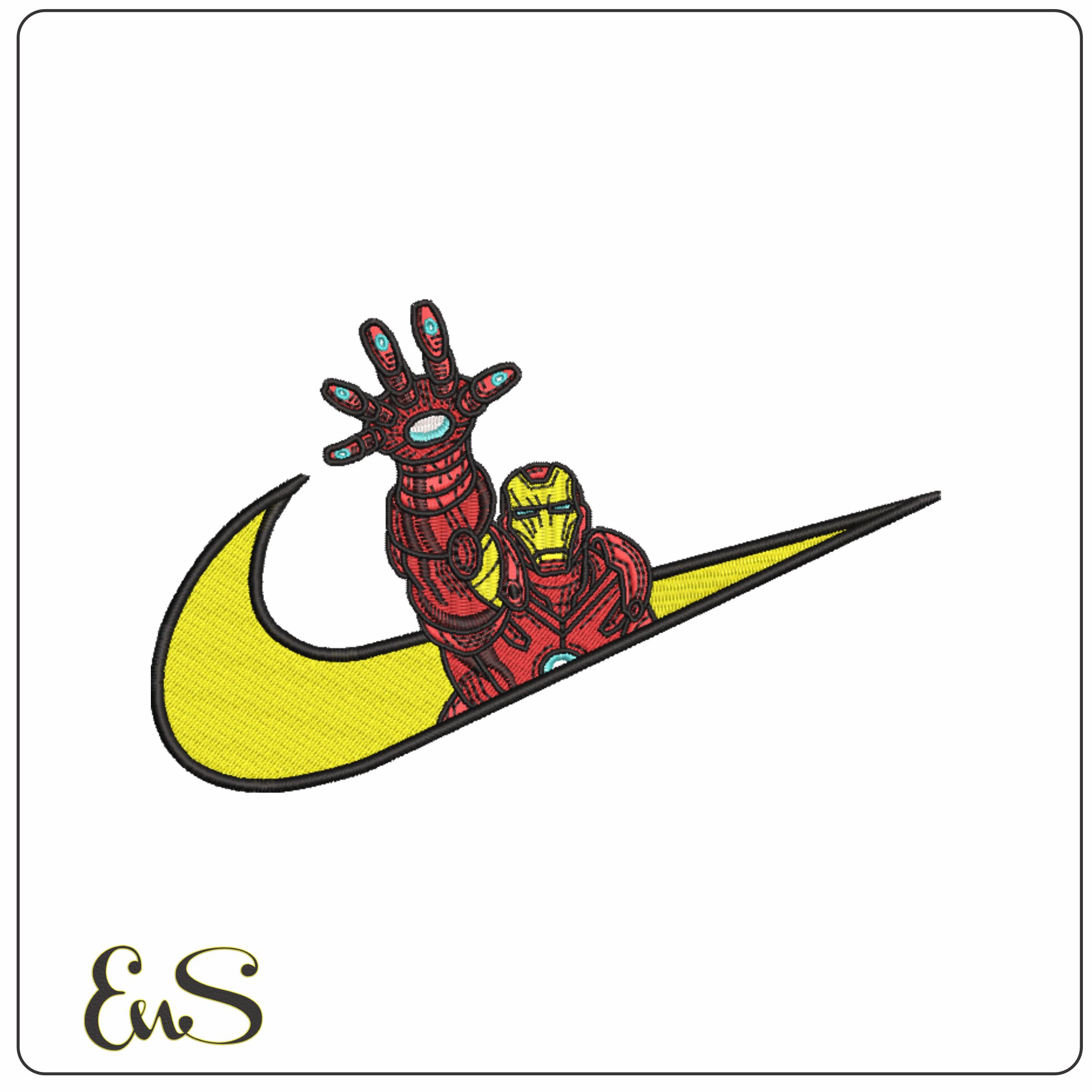 Nike Swoosh Iron Man Reach out - Marvel Comics - Nike embroidery design file - instant download