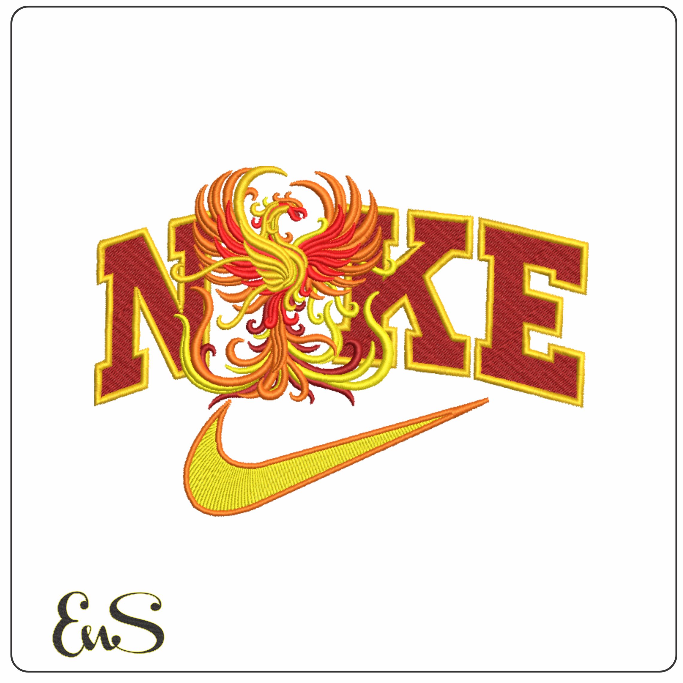 Nike Swoosh Faukes Phoenix - Harry Potter embroidery design file - instant download
