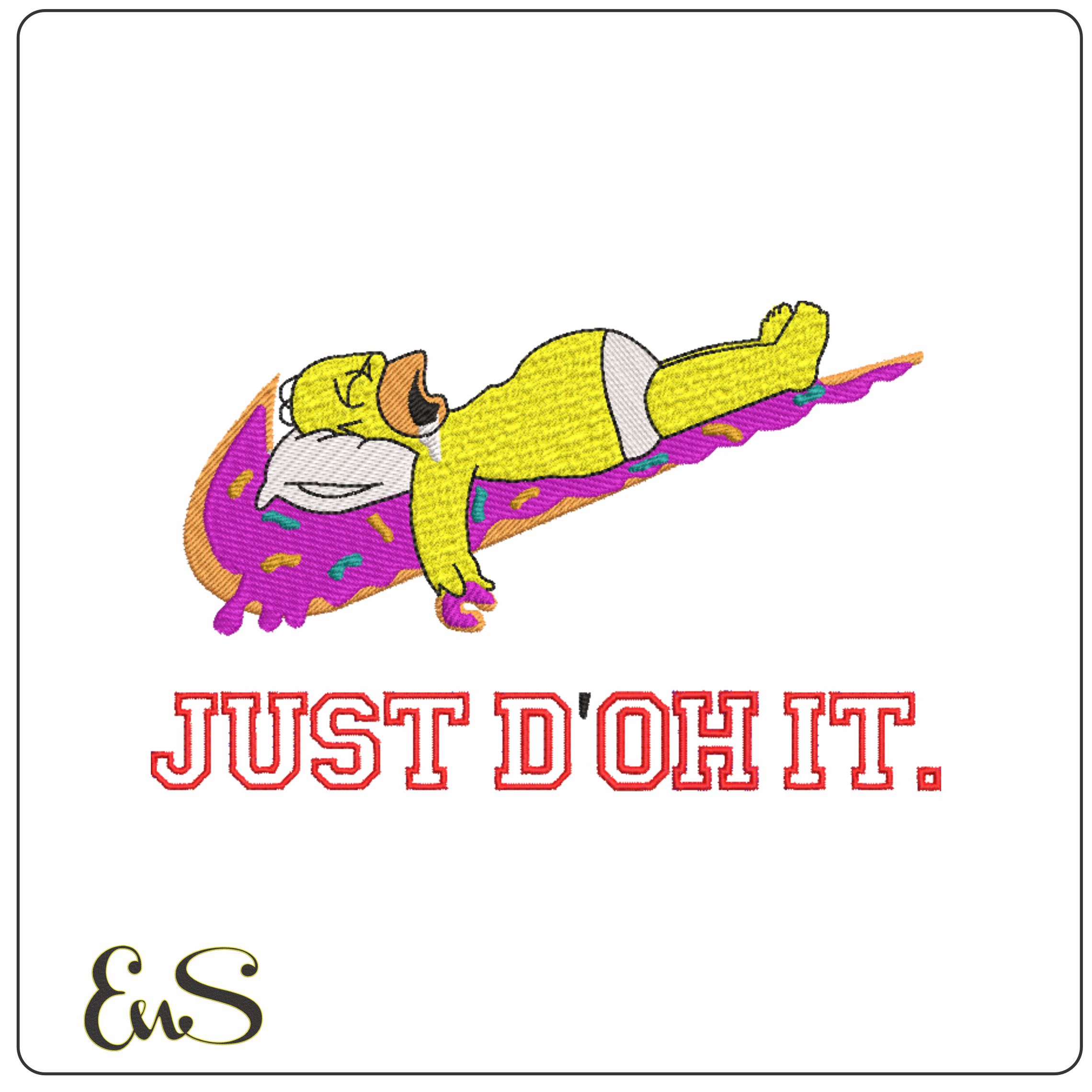 Nike Swoosh Homer Simpson sleep with donuts - embroidery design file - instant download