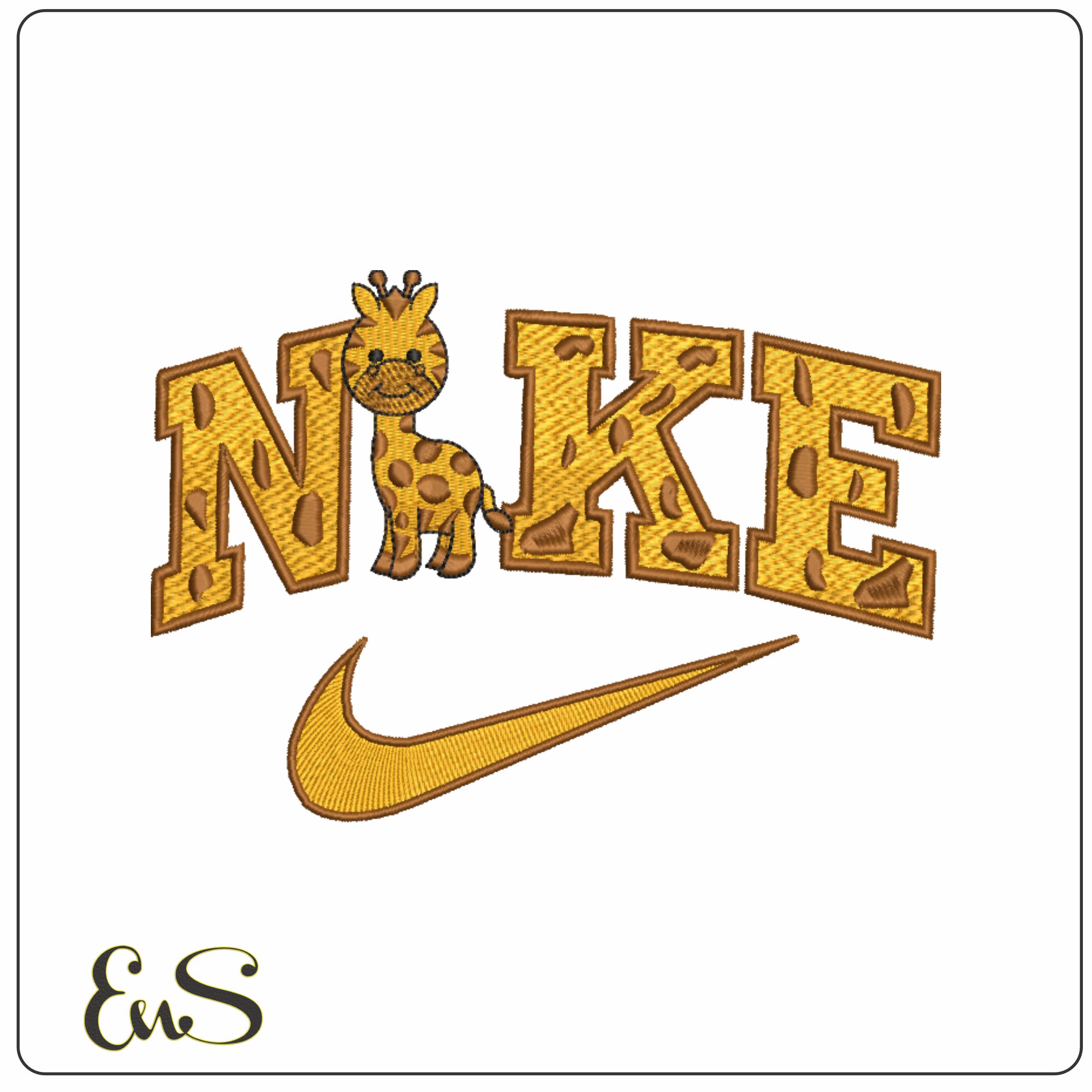 Nike Swoosh Giraffe - Cartoon embroidery design file - instant download