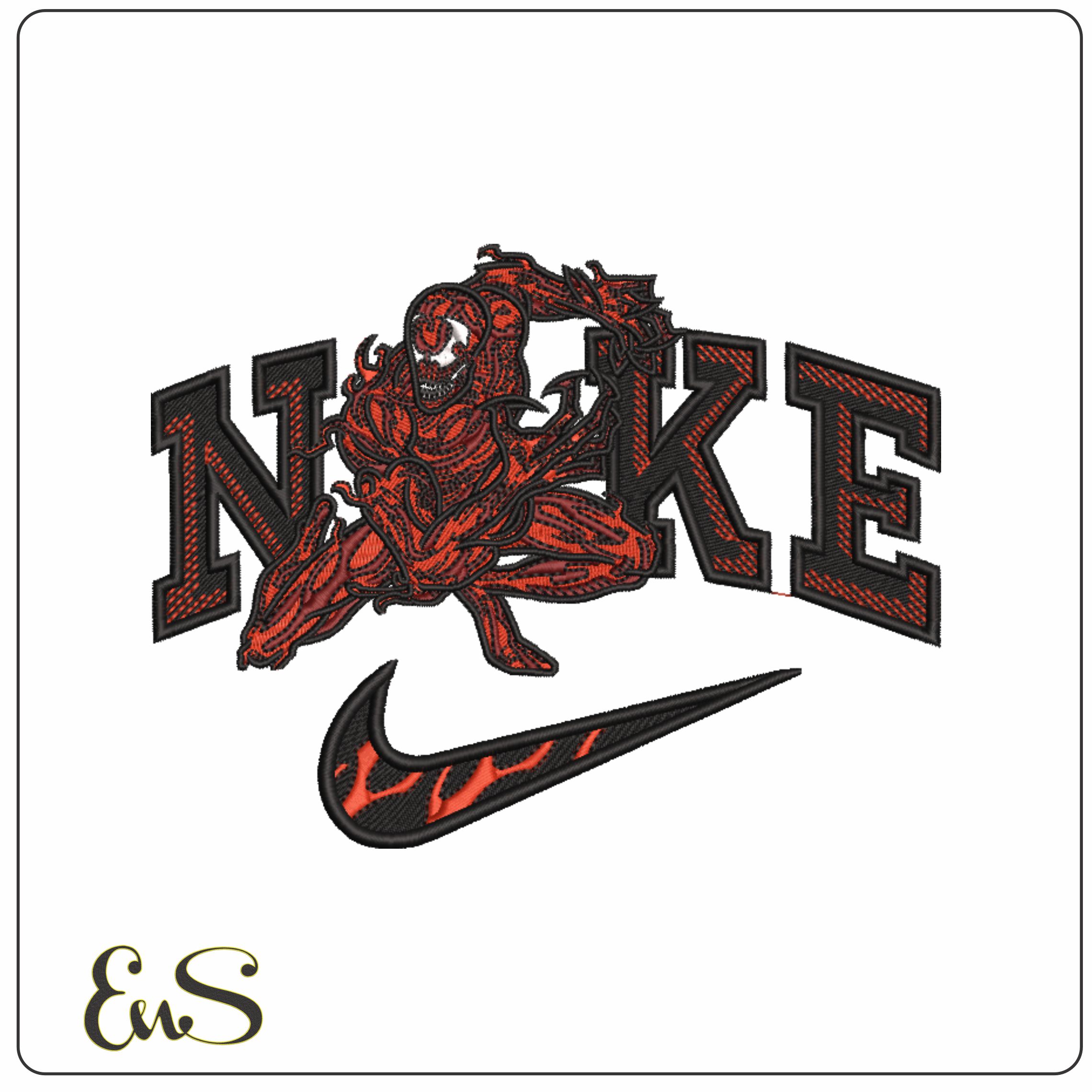 Nike Swoosh Carnage - Marvel Comics - Nike embroidery design file - instant download
