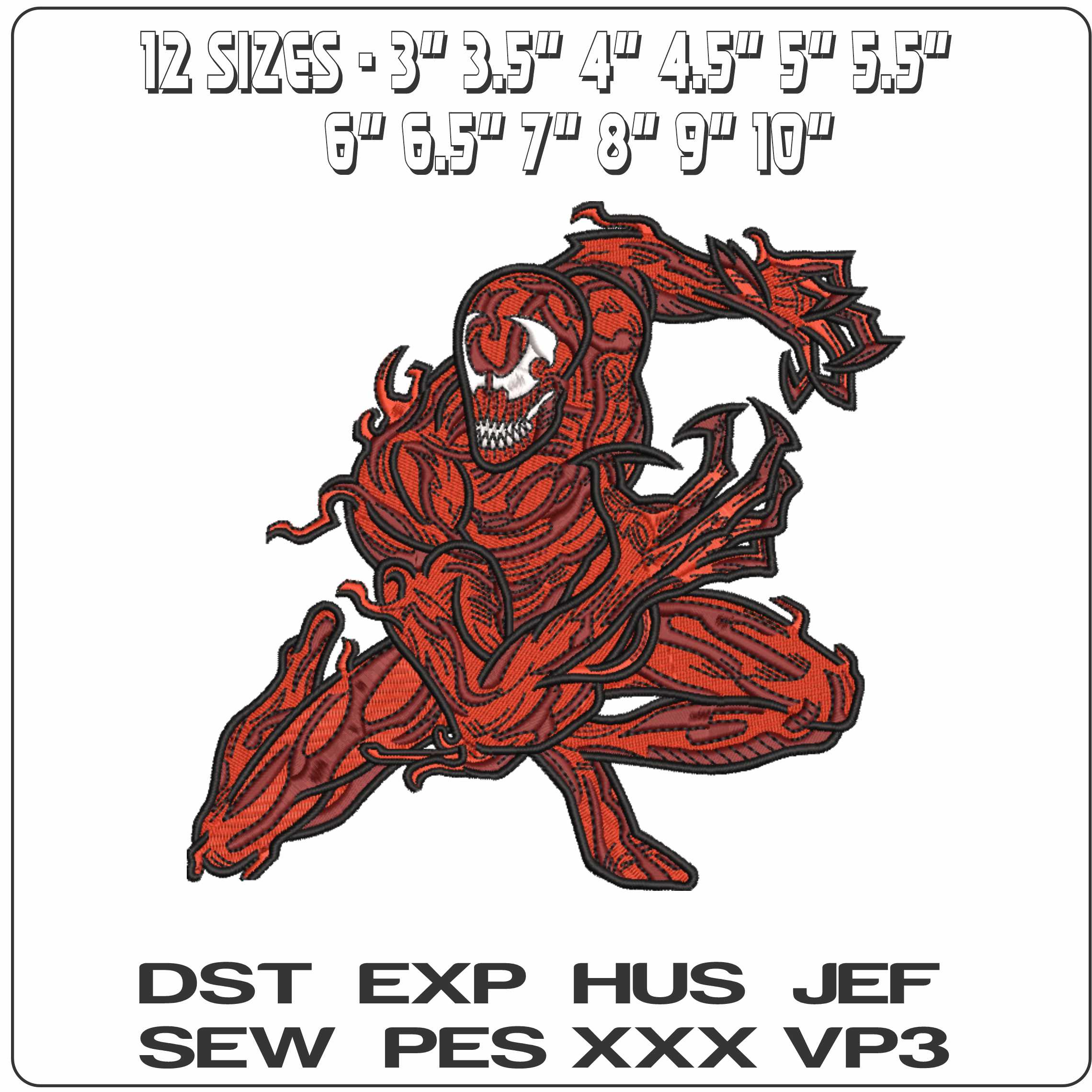 Carnage - Marvel Comics - Nike embroidery design file - instant download