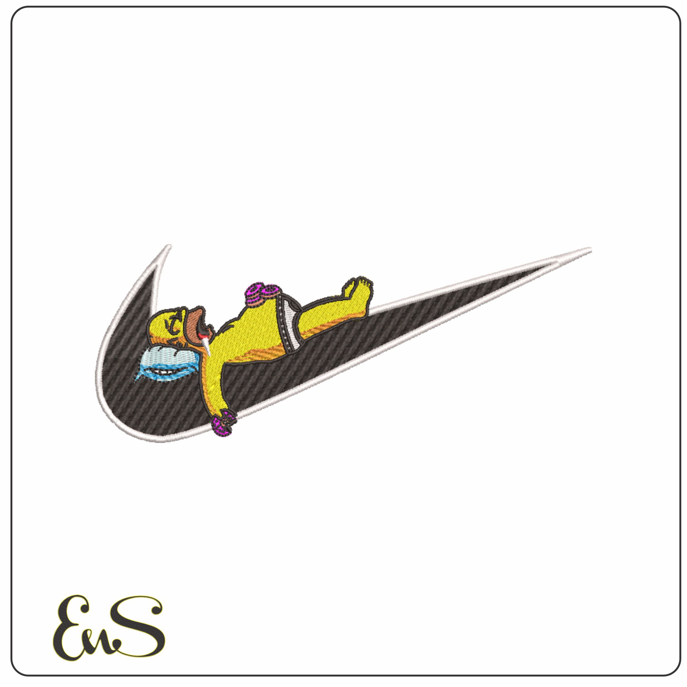 Nike Swoosh Homer Simpson sleeping - embroidery design file - instant download