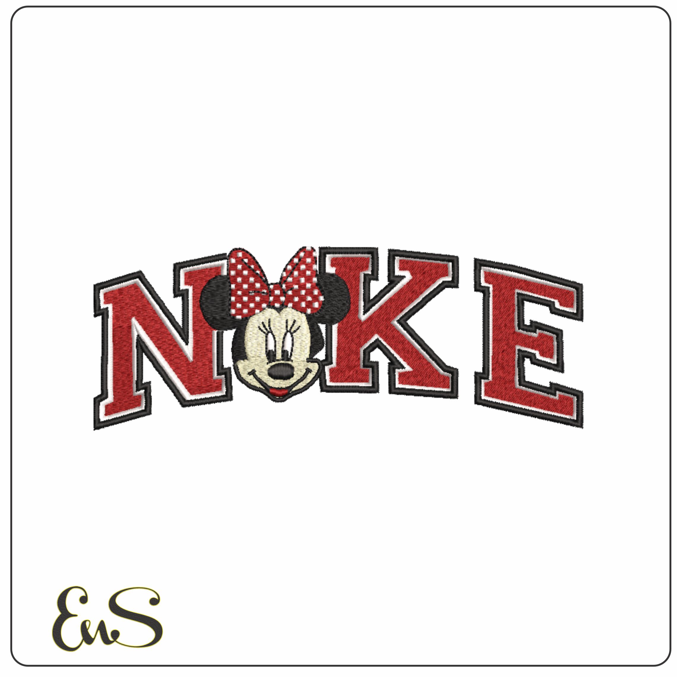 Nike Swoosh Minnie Head Mouse - Xmas embroidery design file - instant download in a frame