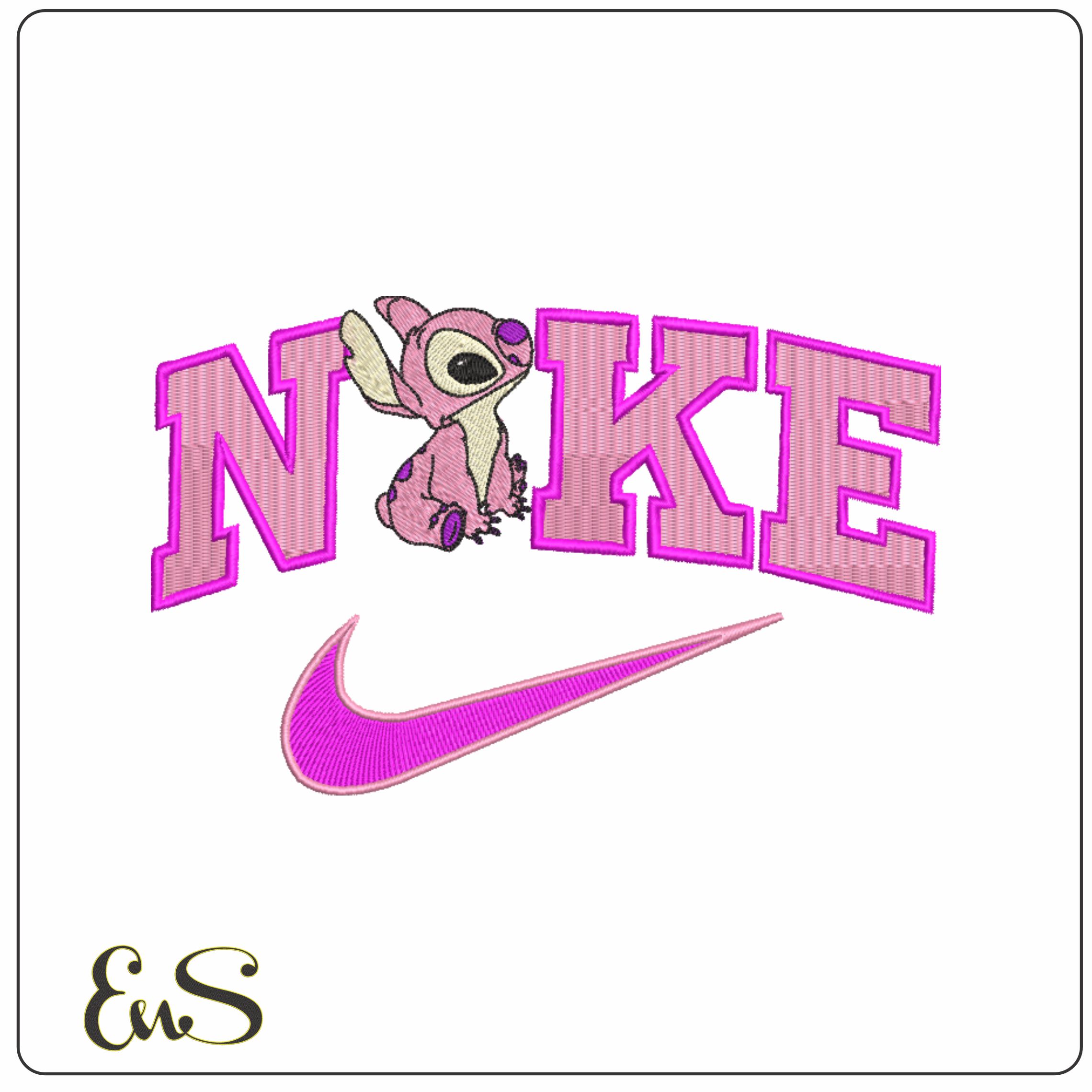 Nike Swoosh Stitch Angel Cuddle - Nike embroidery design file - instant download in a frame