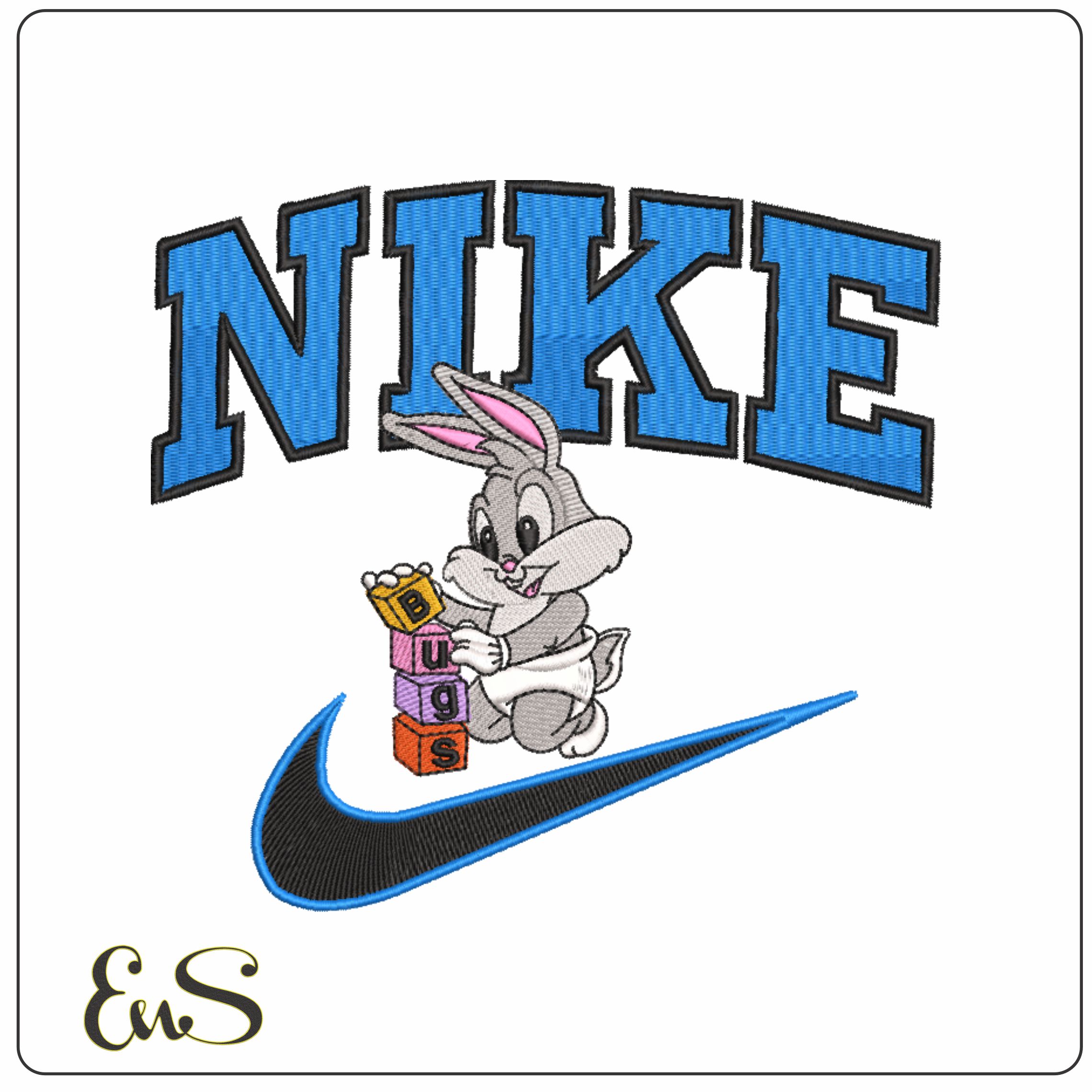 Nike Swoosh Baby Bugs Bunny- Nike Space Jam embroidery design file - instant download