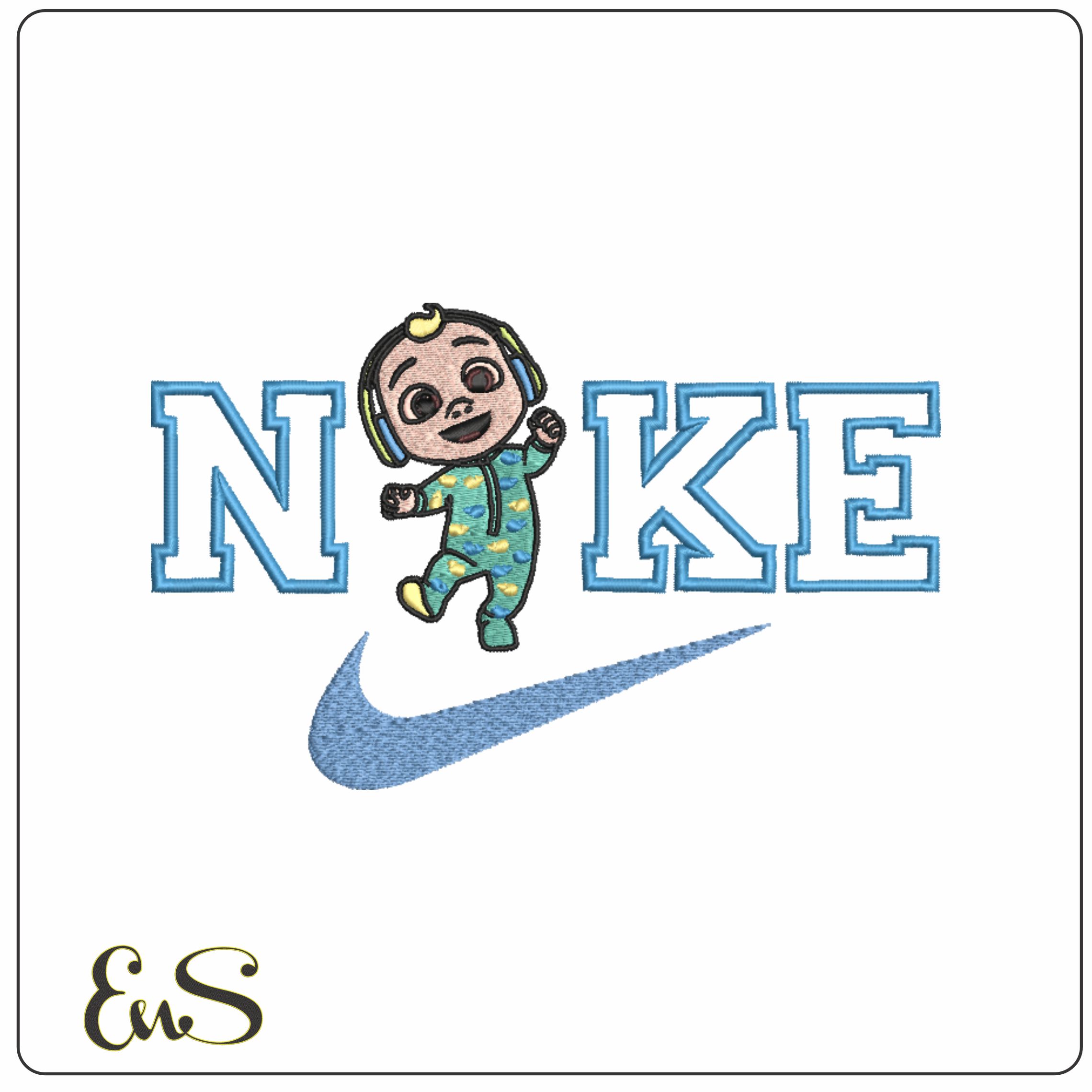 Nike Swoosh Cocomelon - Nike embroidery design file - instant download in a frame