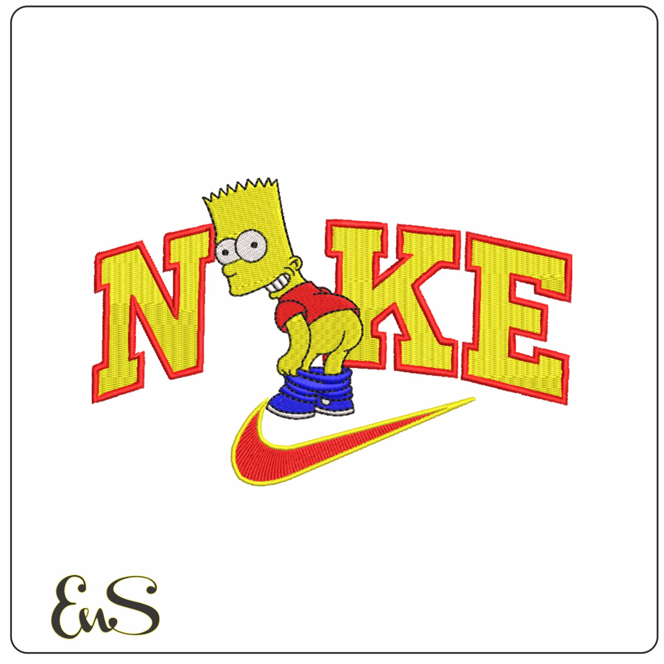 Nike Swoosh Bart Simpson butt - embroidery design file - instant download