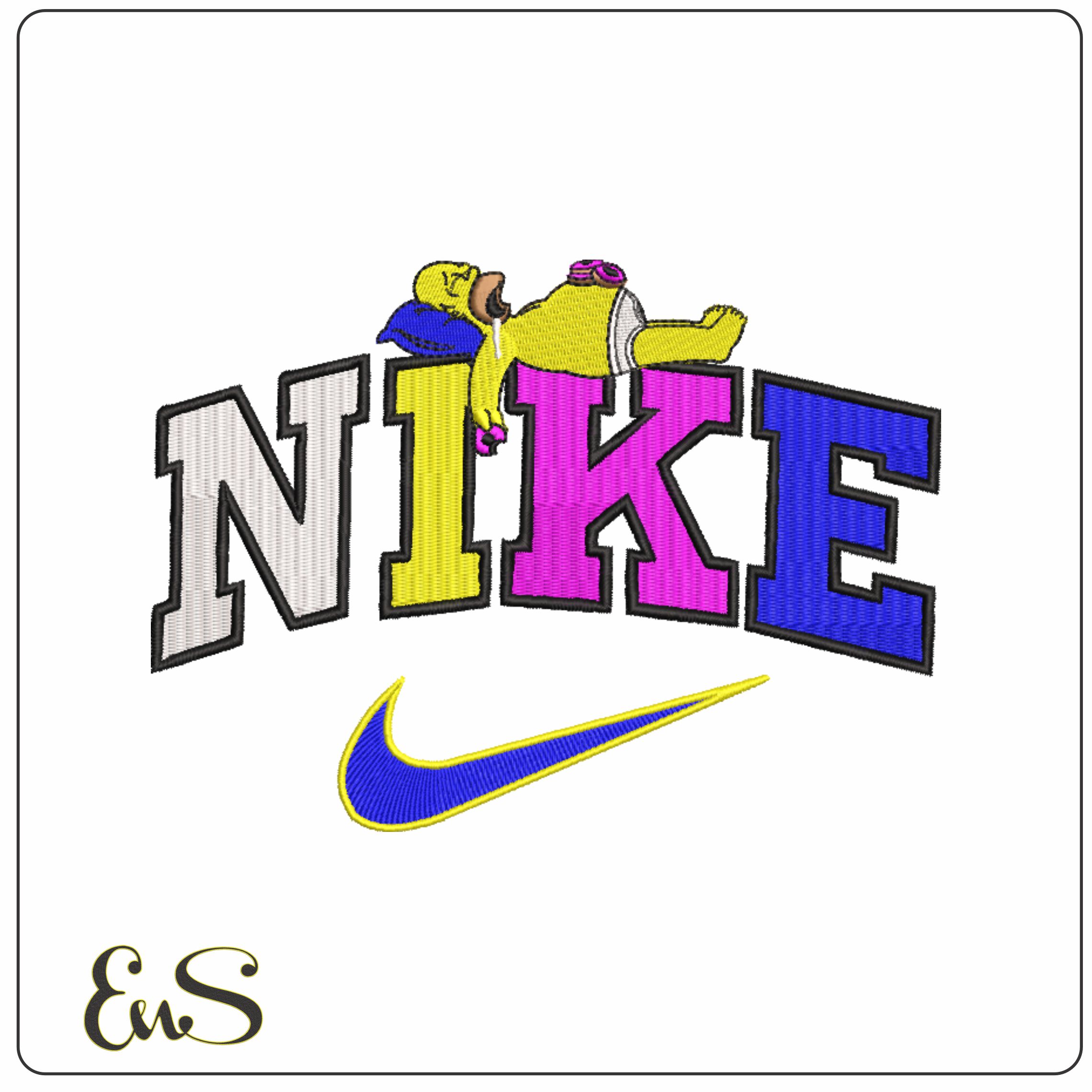 Nike Swoosh Homer Simpson Sleeping - Nike Donuts embroidery design file - instant download