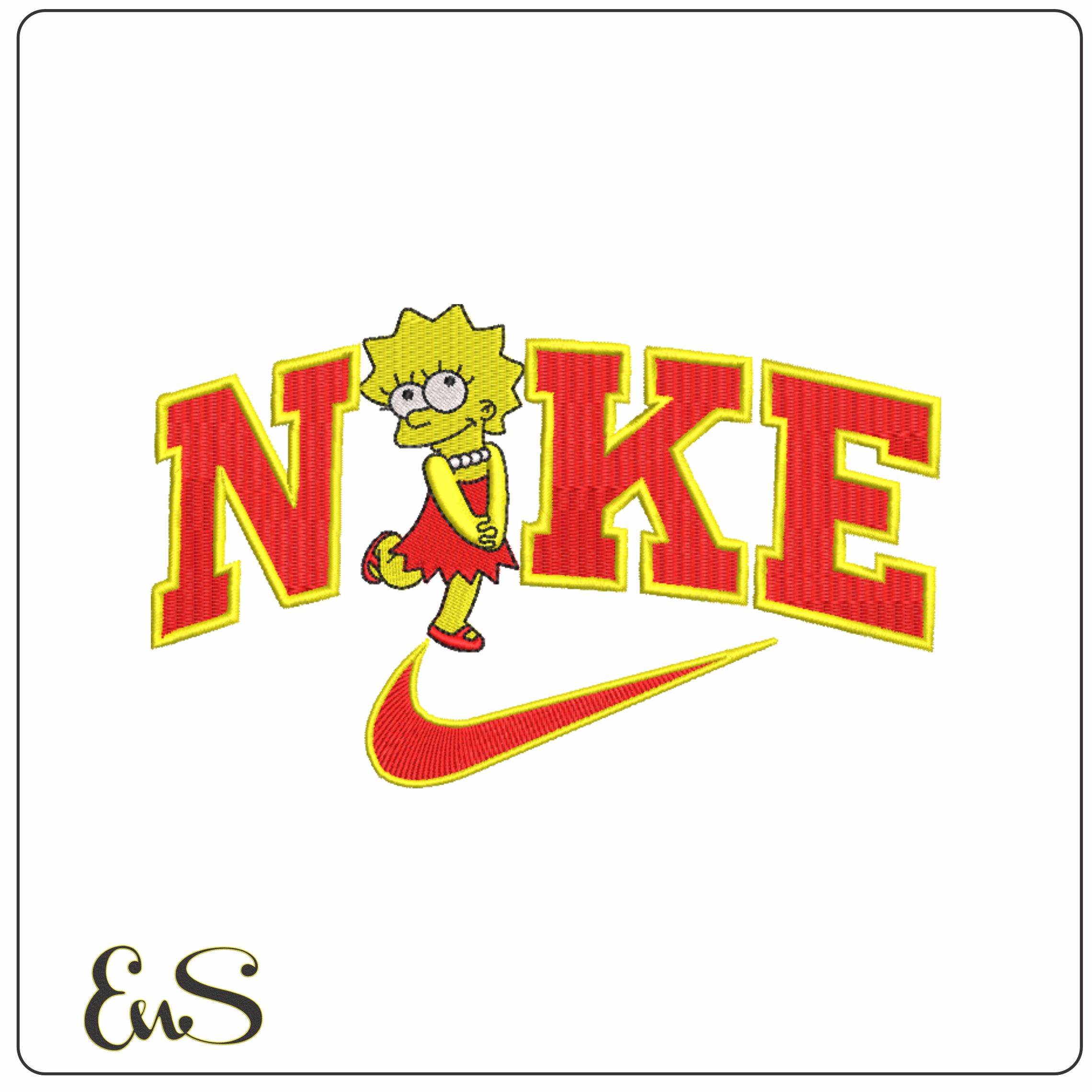 Nike Swoosh Lisa Simpson - Nike embroidery design file - instant download