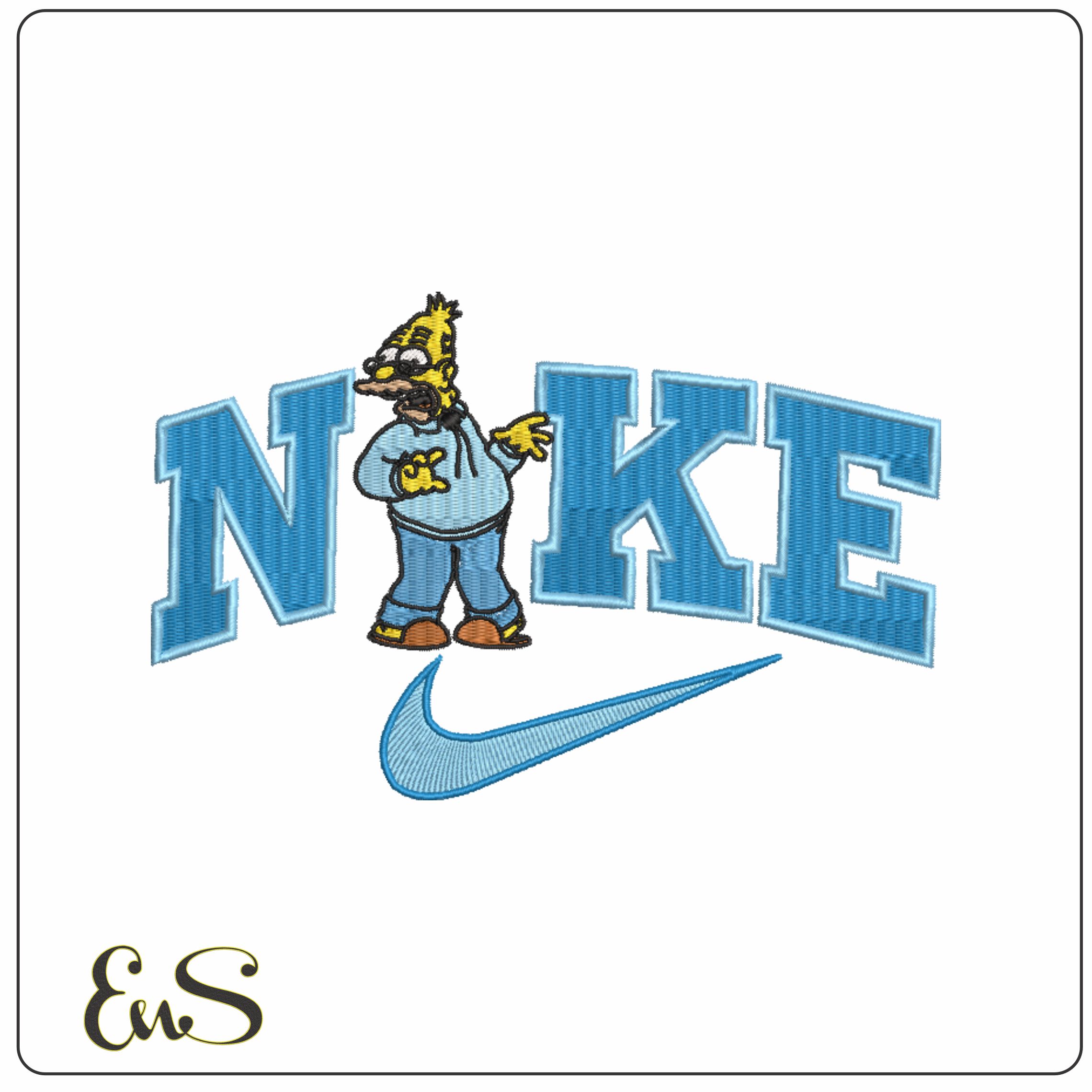 Nike Swoosh Old Man Simpson - Nike embroidery design file - instant download