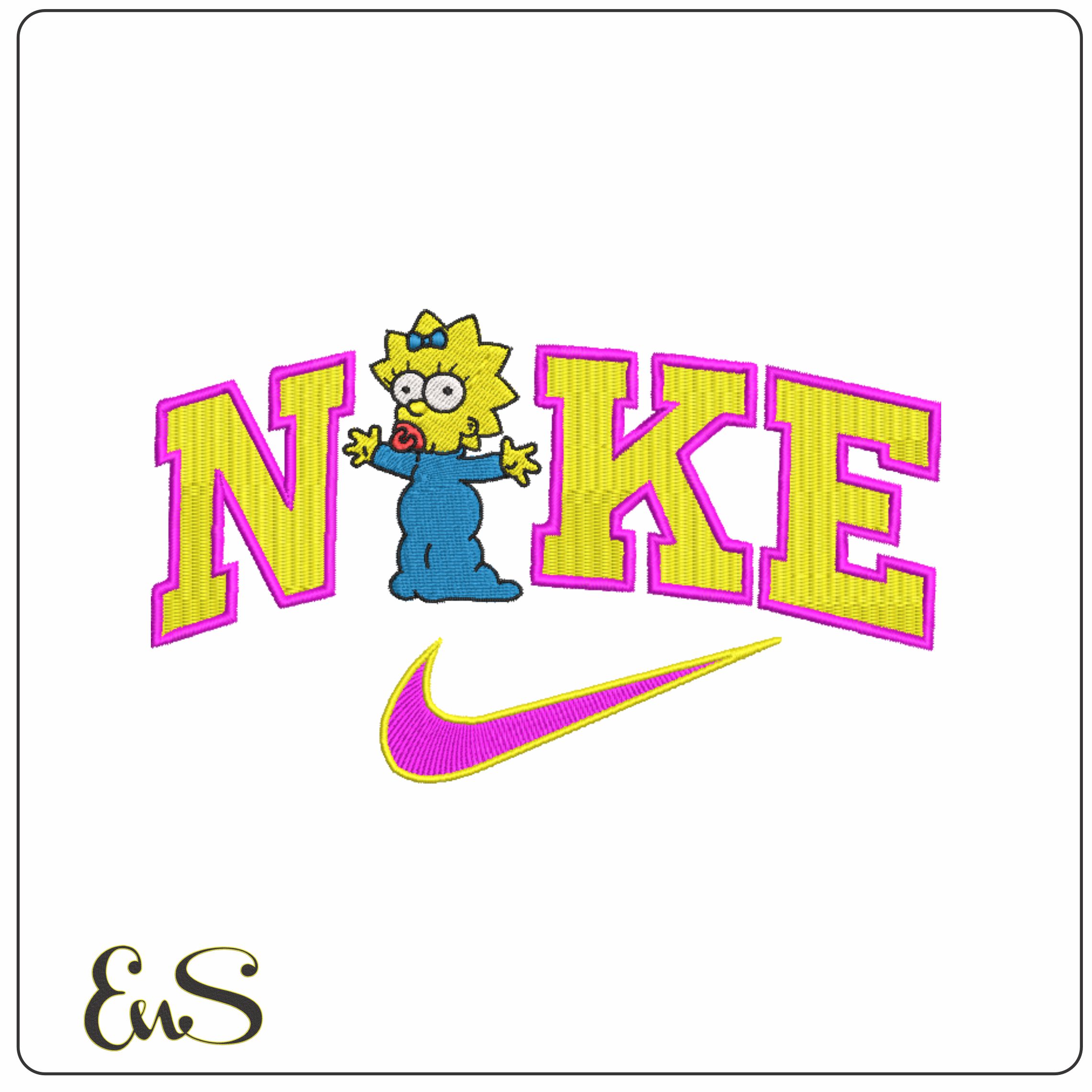 Nike Swoosh Maggie Baby Simpson - Nike embroidery design file - instant download