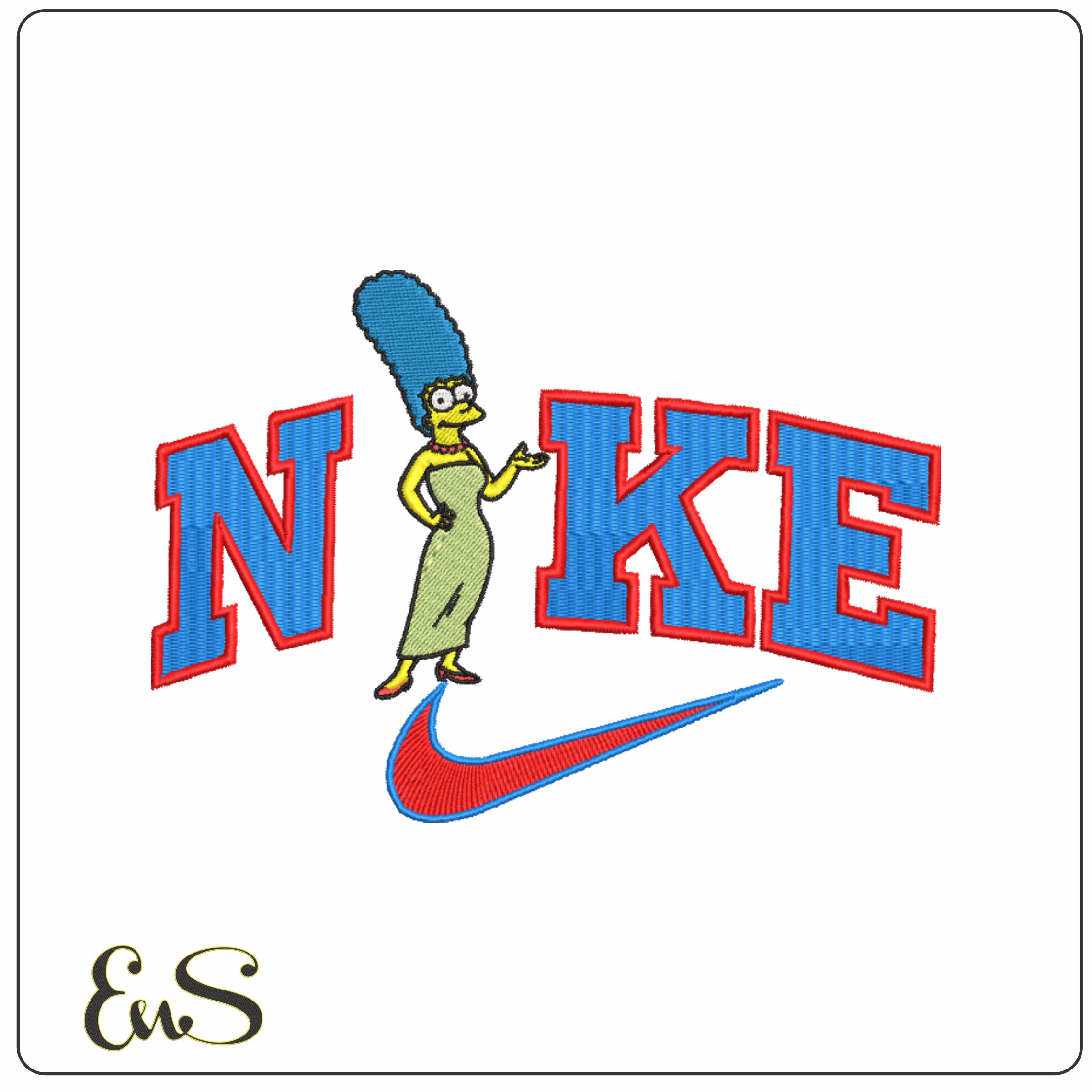 Nike Swoosh Marge Simpson - Nike embroidery design file - instant download