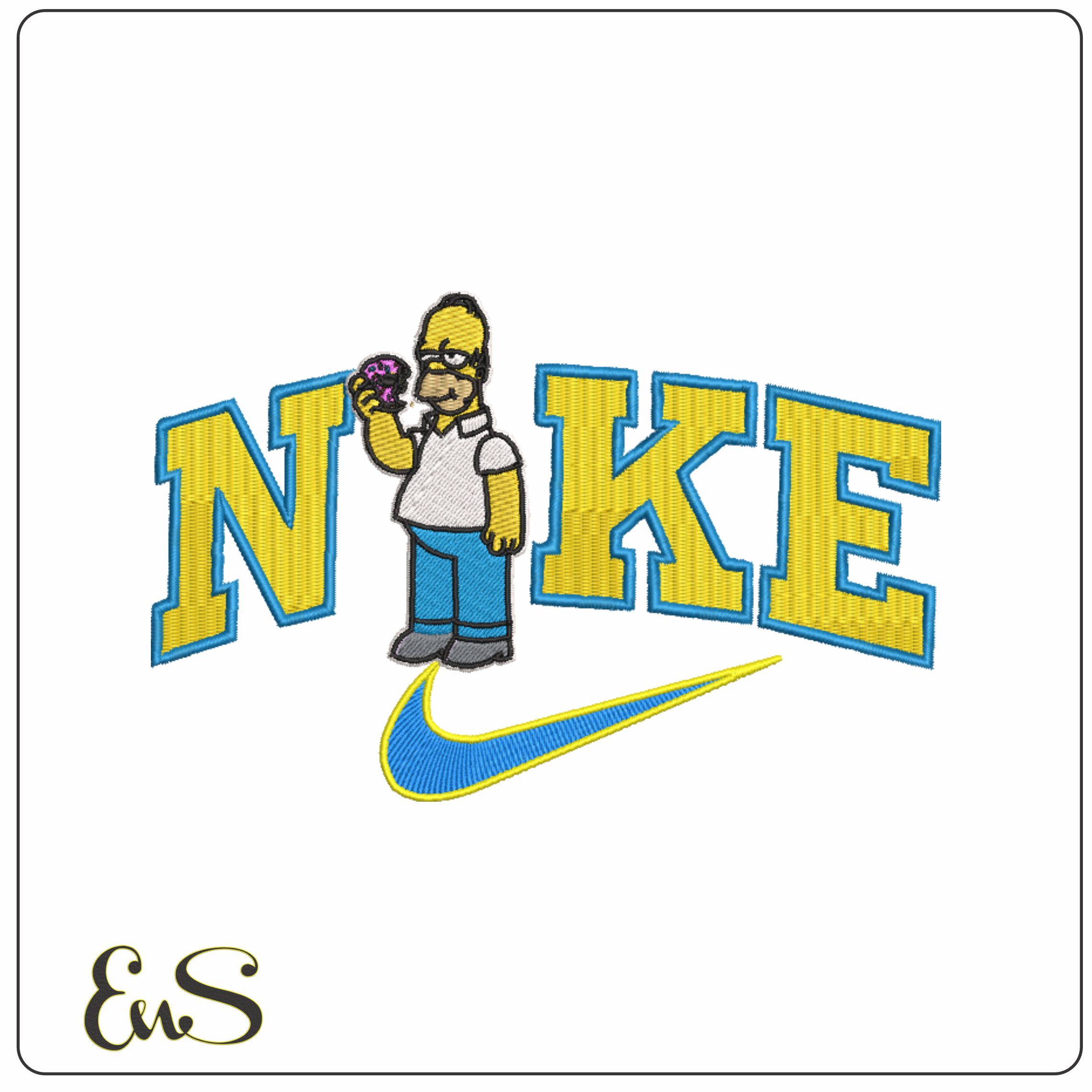 Nike Swoosh Homer Simpson - Nike embroidery design file - instant download