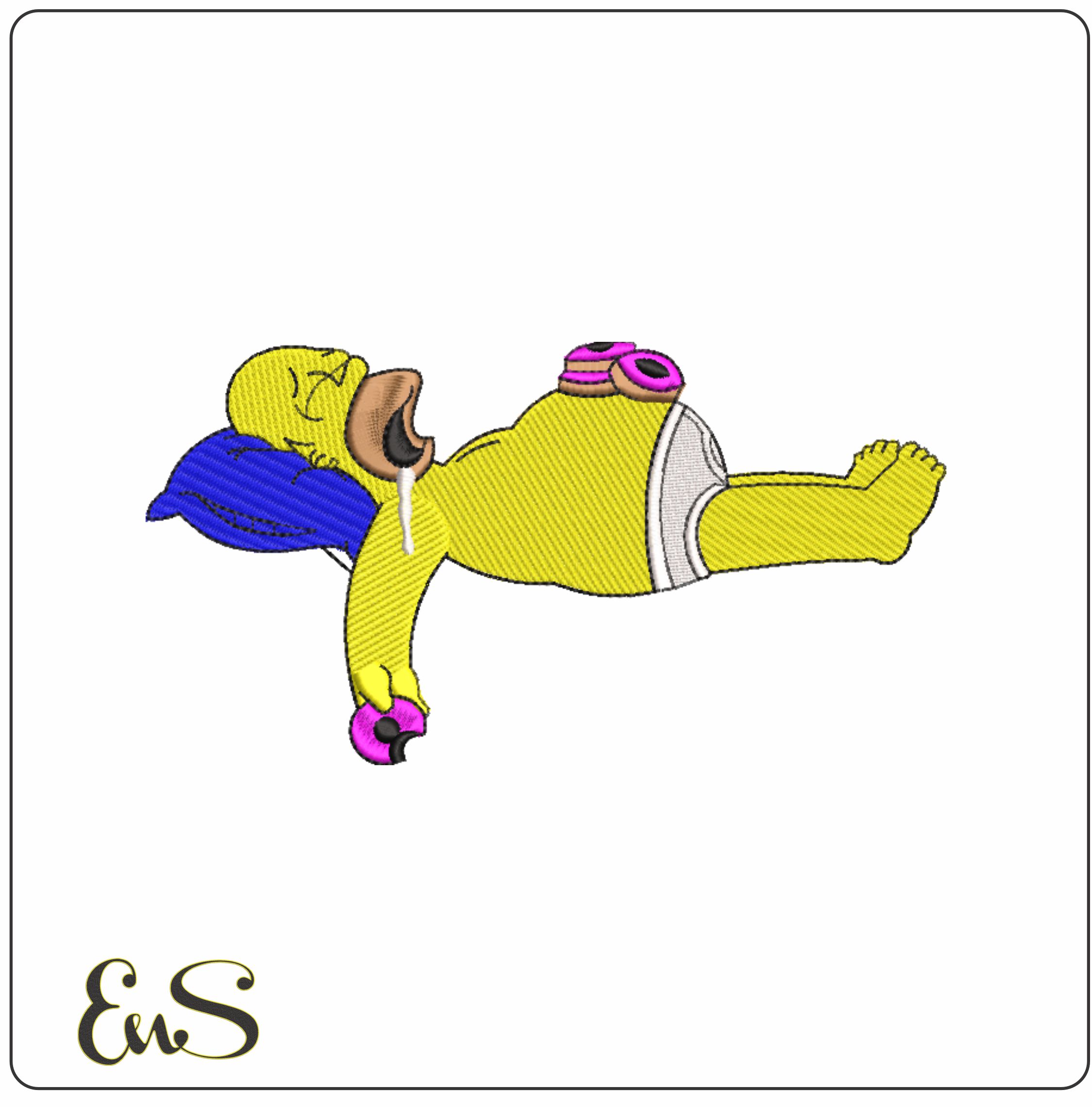 Homer Simpson Sleeping - Nike Donuts embroidery design file - instant download