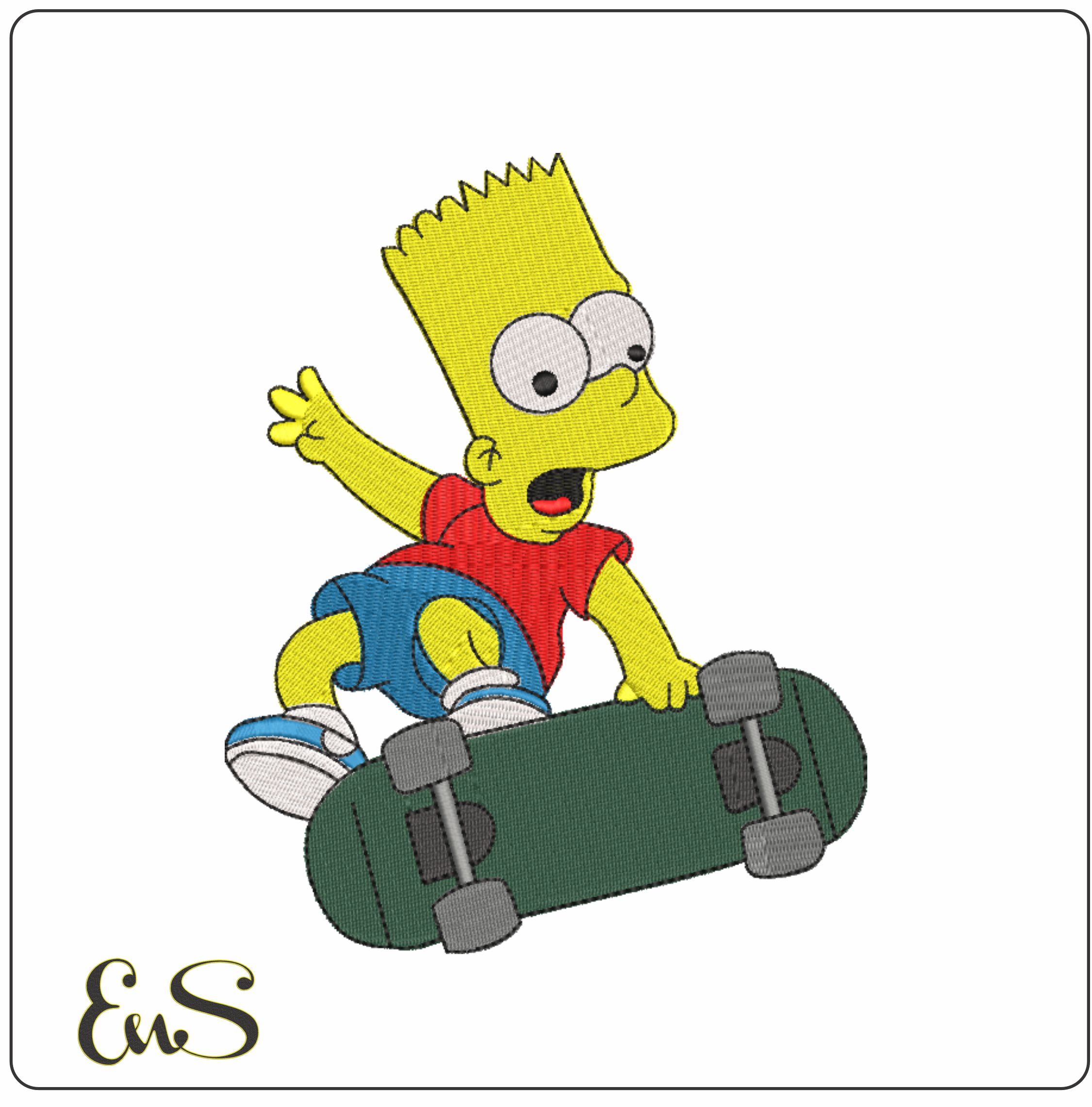 Bart Simpson skateboarding - embroidery design file - instant download