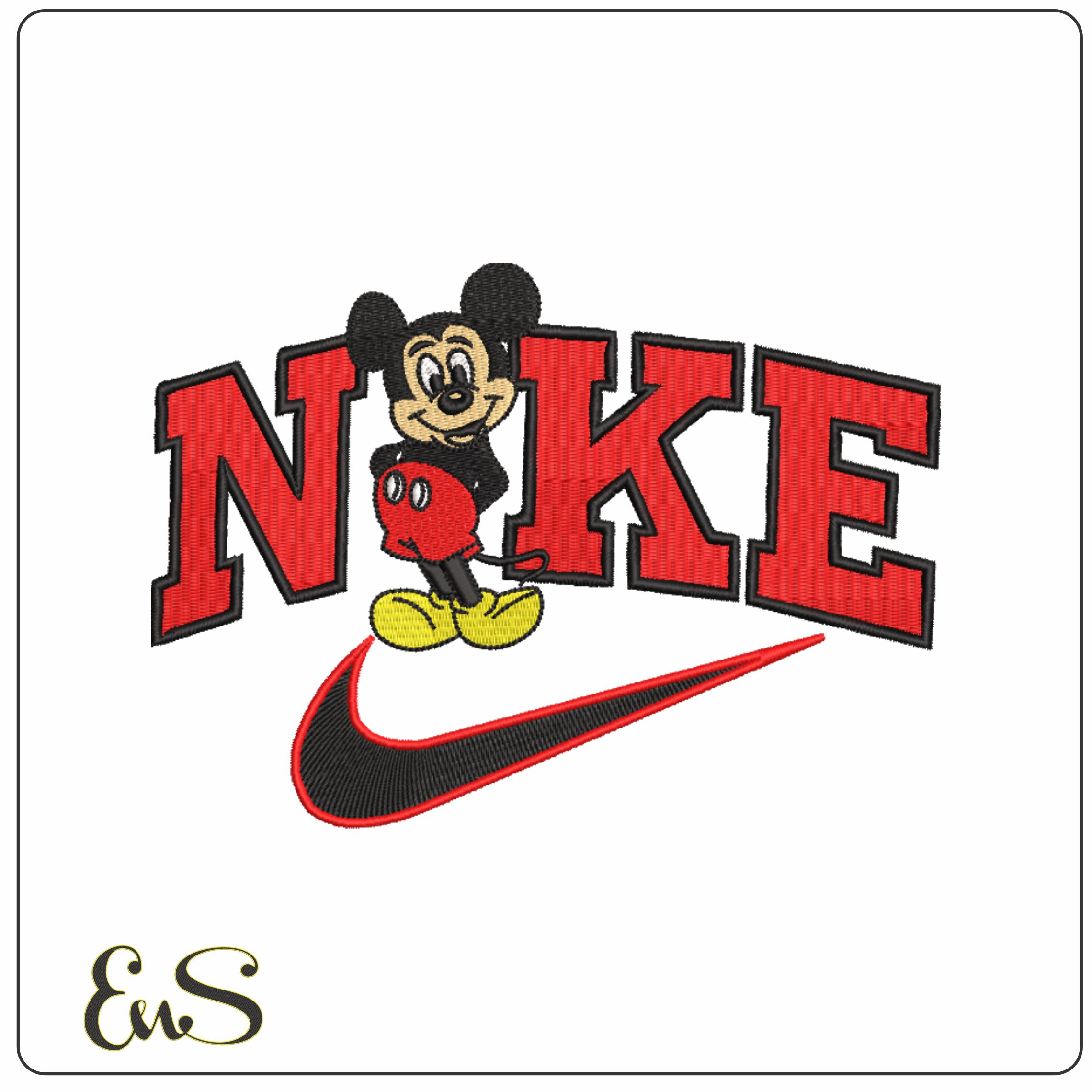 Nike Swoosh Mickey Mouse - embroidery design file - instant download