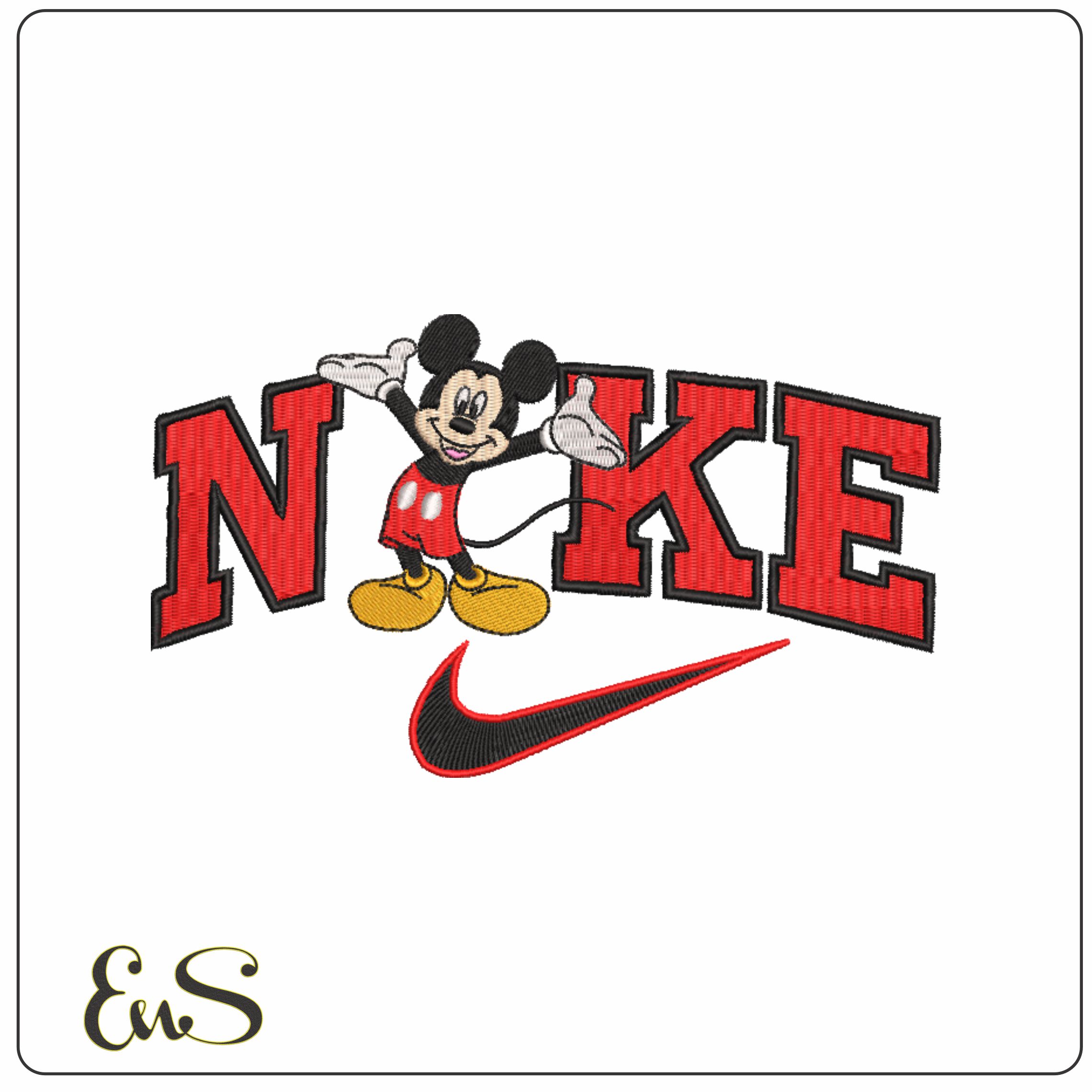 Nike Swoosh Mickey Mouse Posing - embroidery design file - instant download