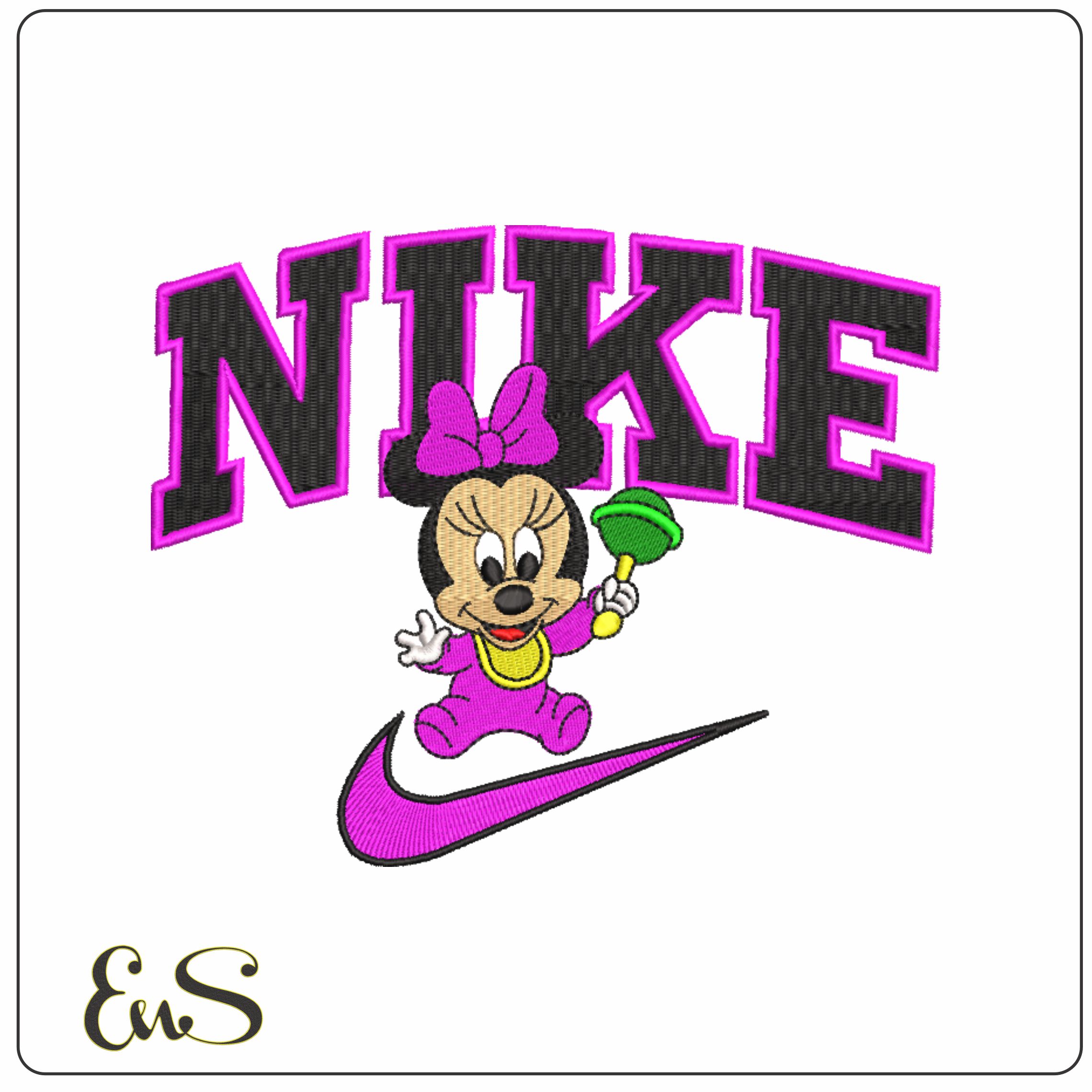 Nike Swoosh Baby Minnie Mouse - embroidery design file - instant download