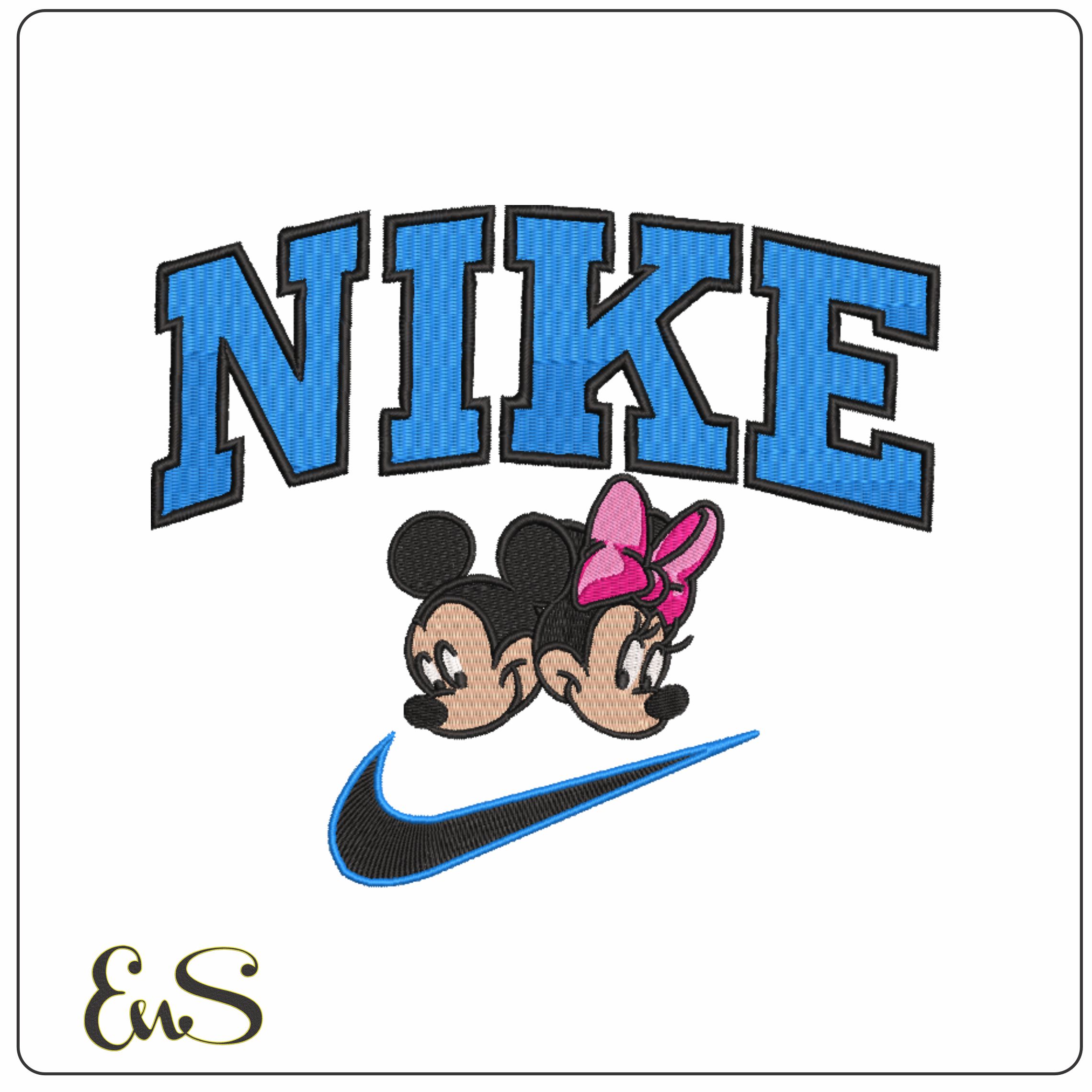 Nike Swoosh Mickey and Minnie Mouse heads - embroidery design file - instant download