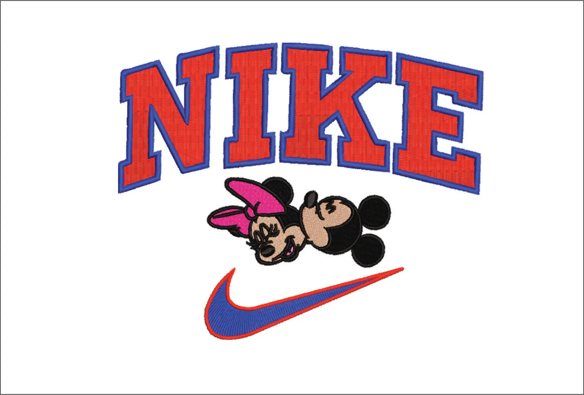 Nike Swoosh Mickey and Minnie Mouse Kissing - embroidery design file - instant download