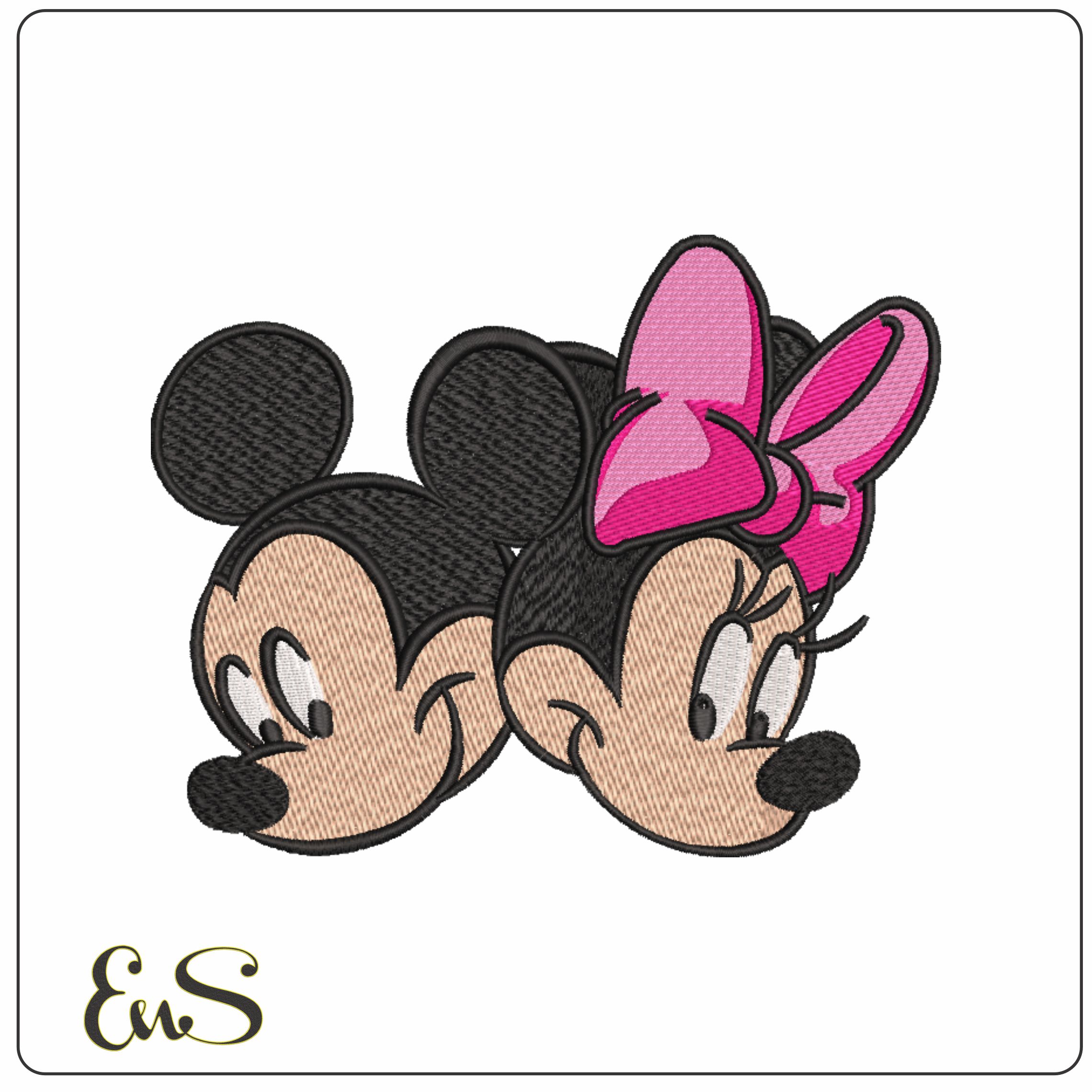Mickey and Minnie Mouse heads - embroidery design file - instant download