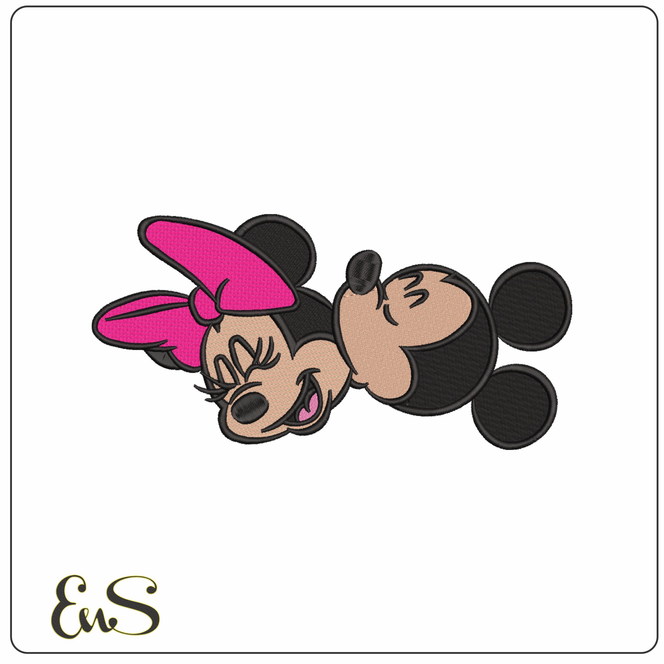 Mickey and Minnie Mouse Kissing - embroidery design file - instant download