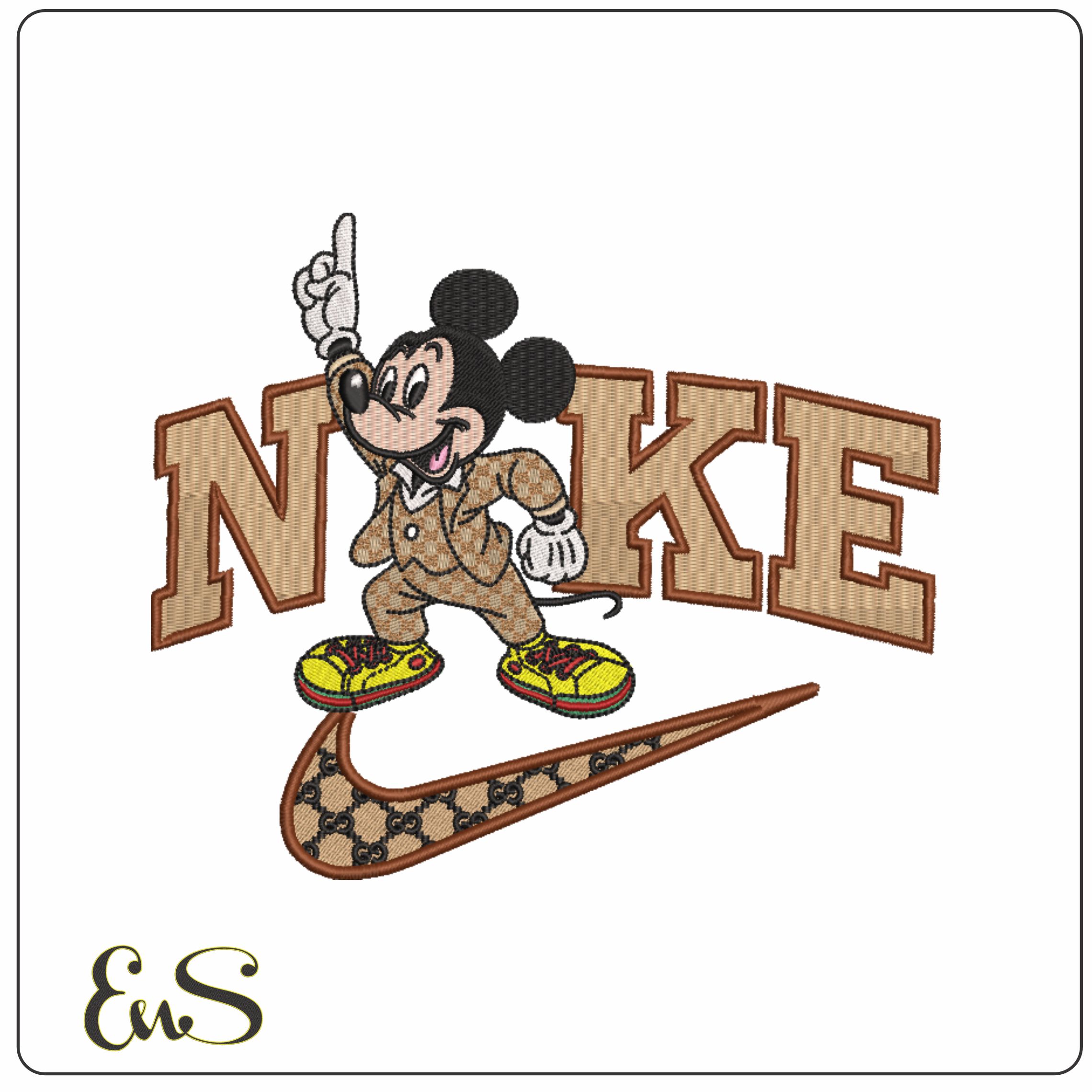 Nike Swoosh and Gucci Mickey Mouse - embroidery design file - instant download