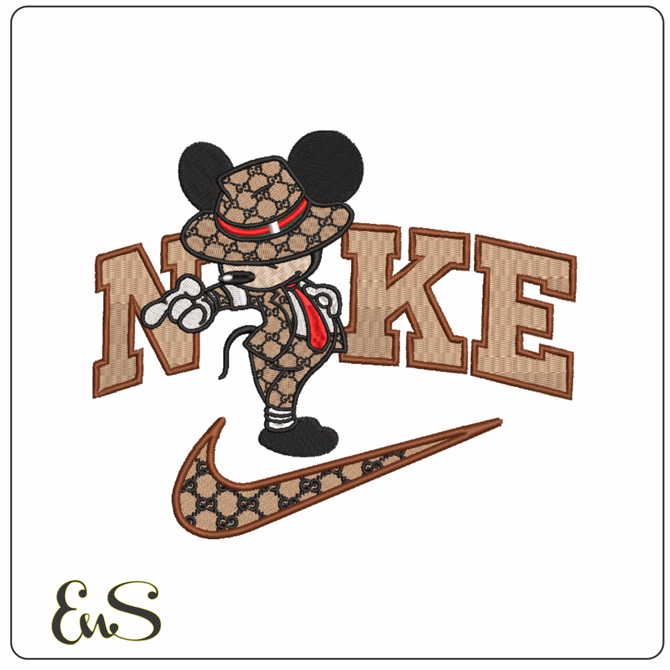Nike Swoosh and Gucci Mickey Mouse Michael Jackson - embroidery design file - instant download
