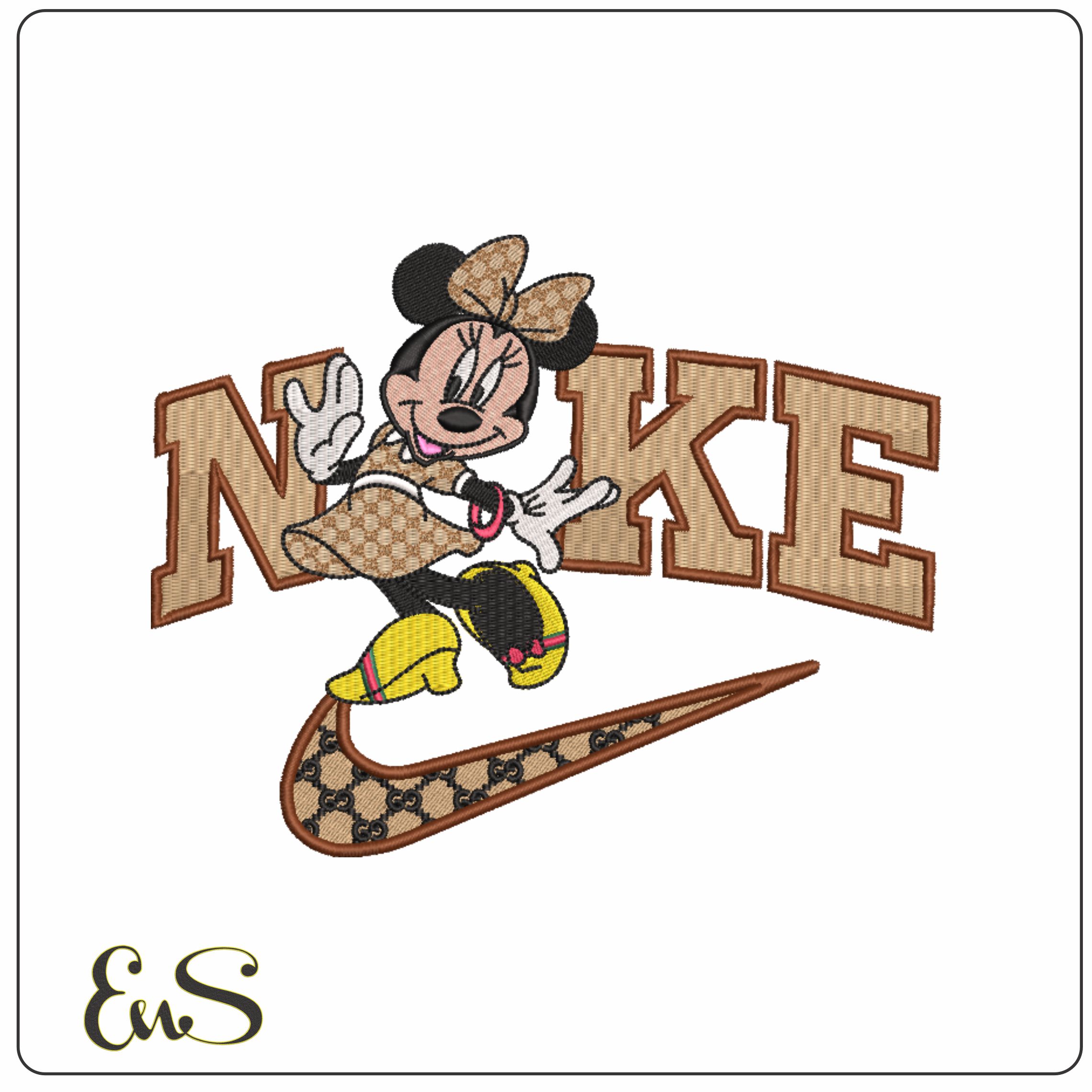Nike Swoosh and Gucci Minnie Mouse Posing - embroidery design file - instant download
