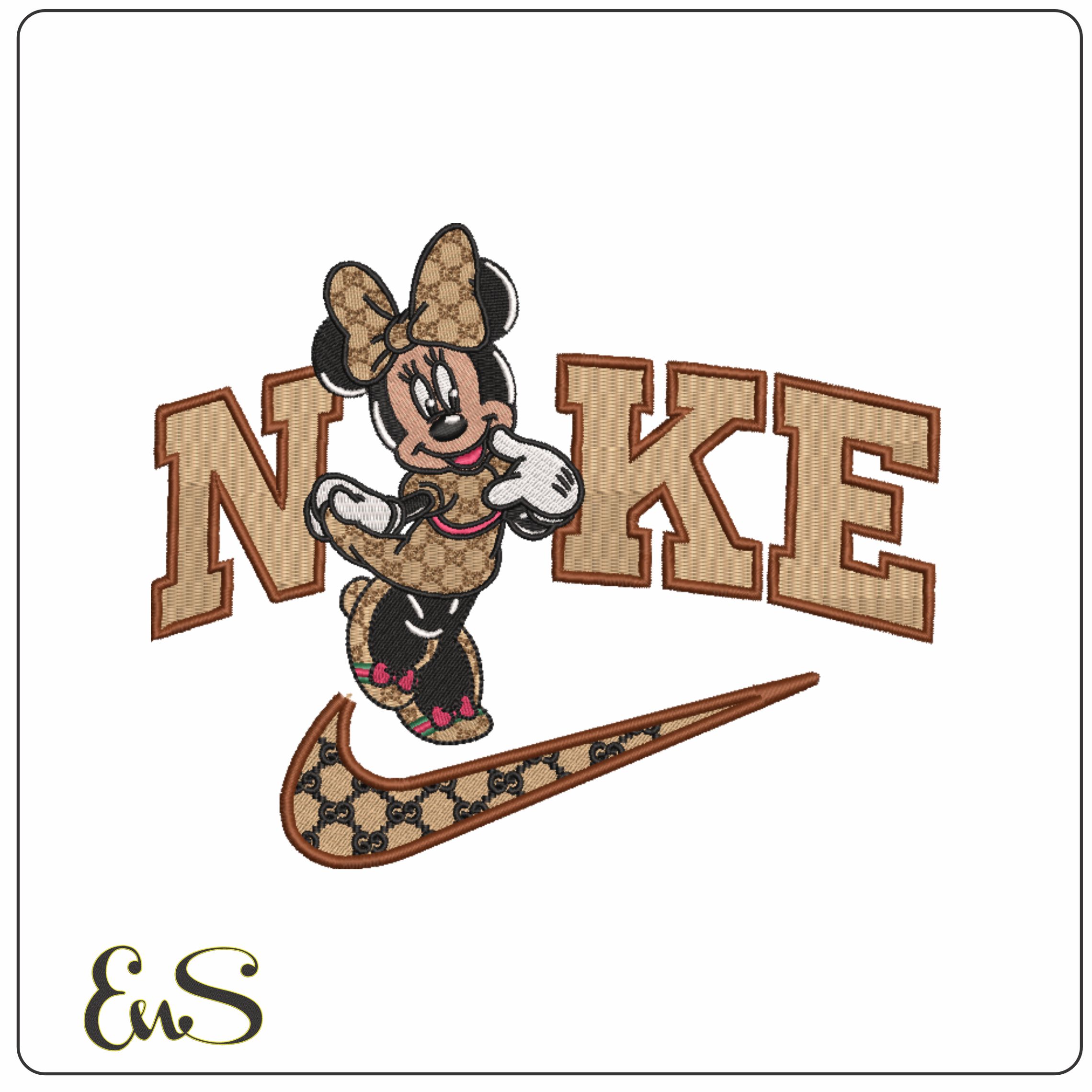 Nike Swoosh and Gucci Minnie Mouse Coy Pose - embroidery design file - instant download
