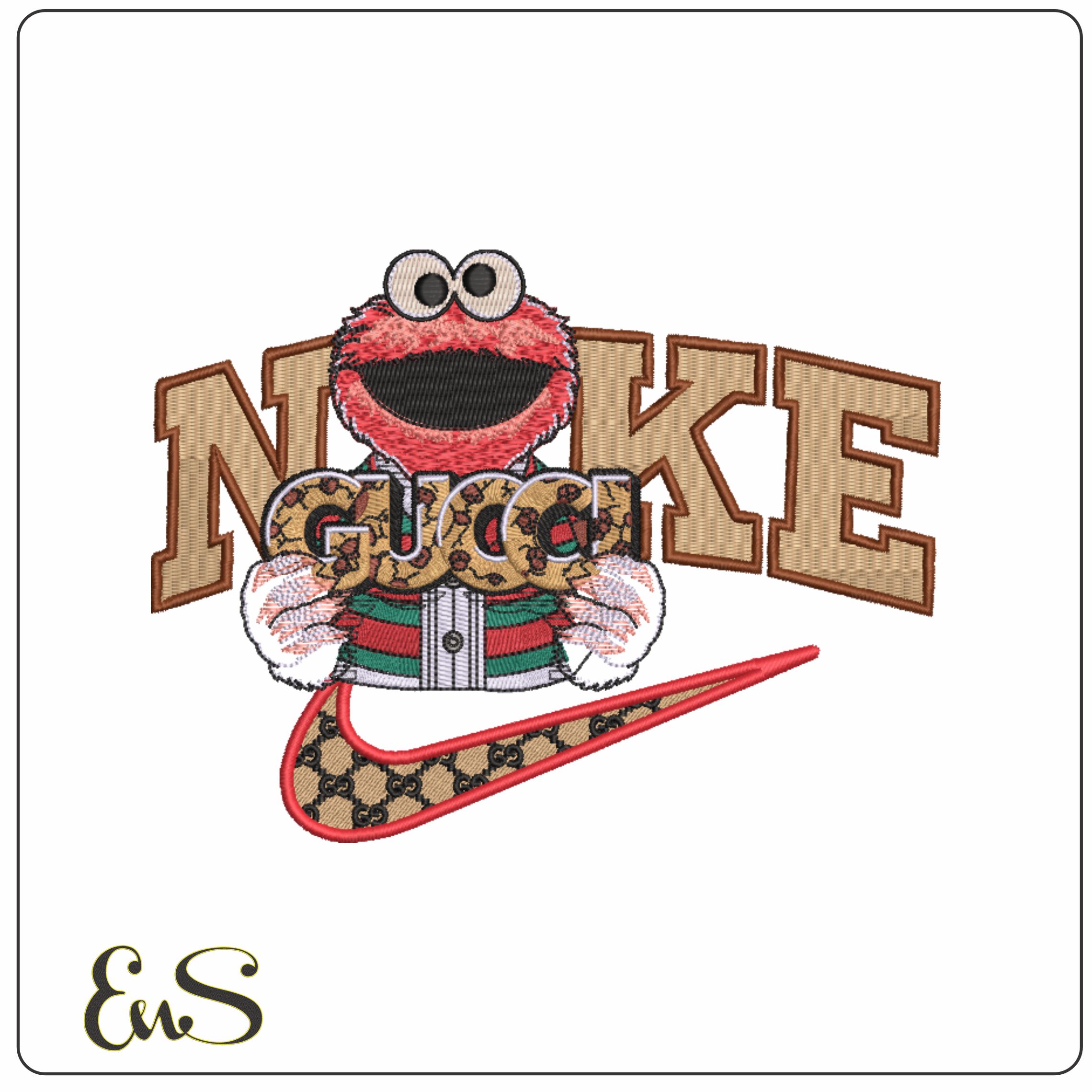 Nike Swoosh and Gucci Elmo - embroidery design file - instant download