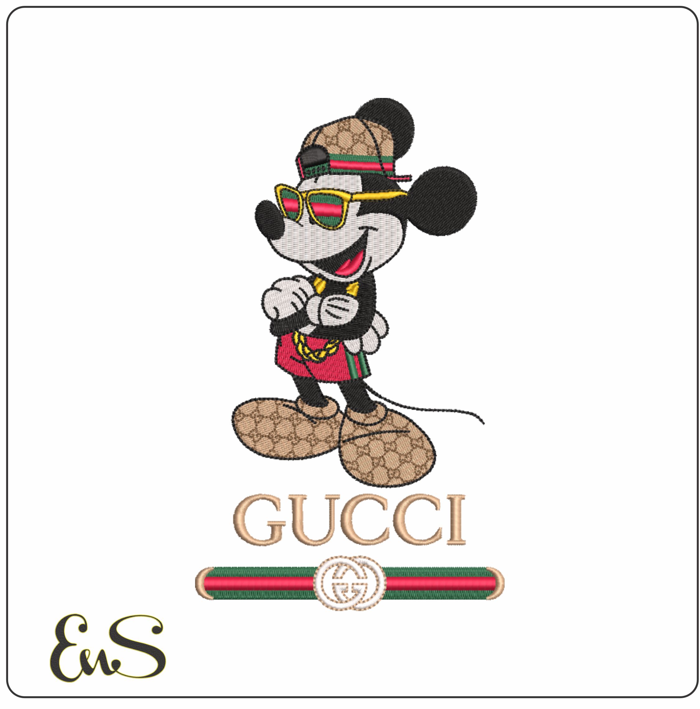 Gucci Mickey Mouse Pose - embroidery design file - instant download
