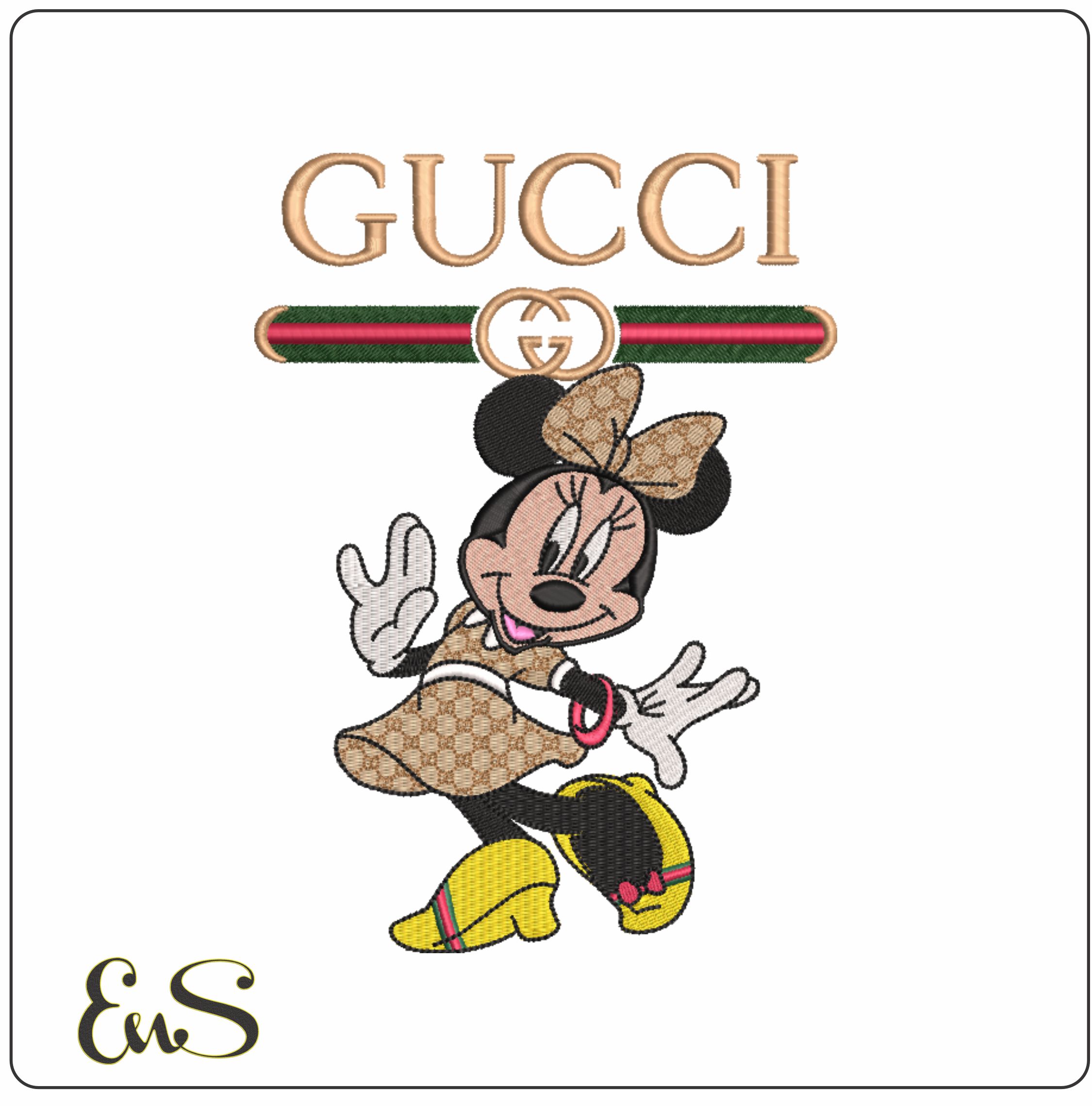 Gucci Minnie Mouse Posing - embroidery design file - instant download