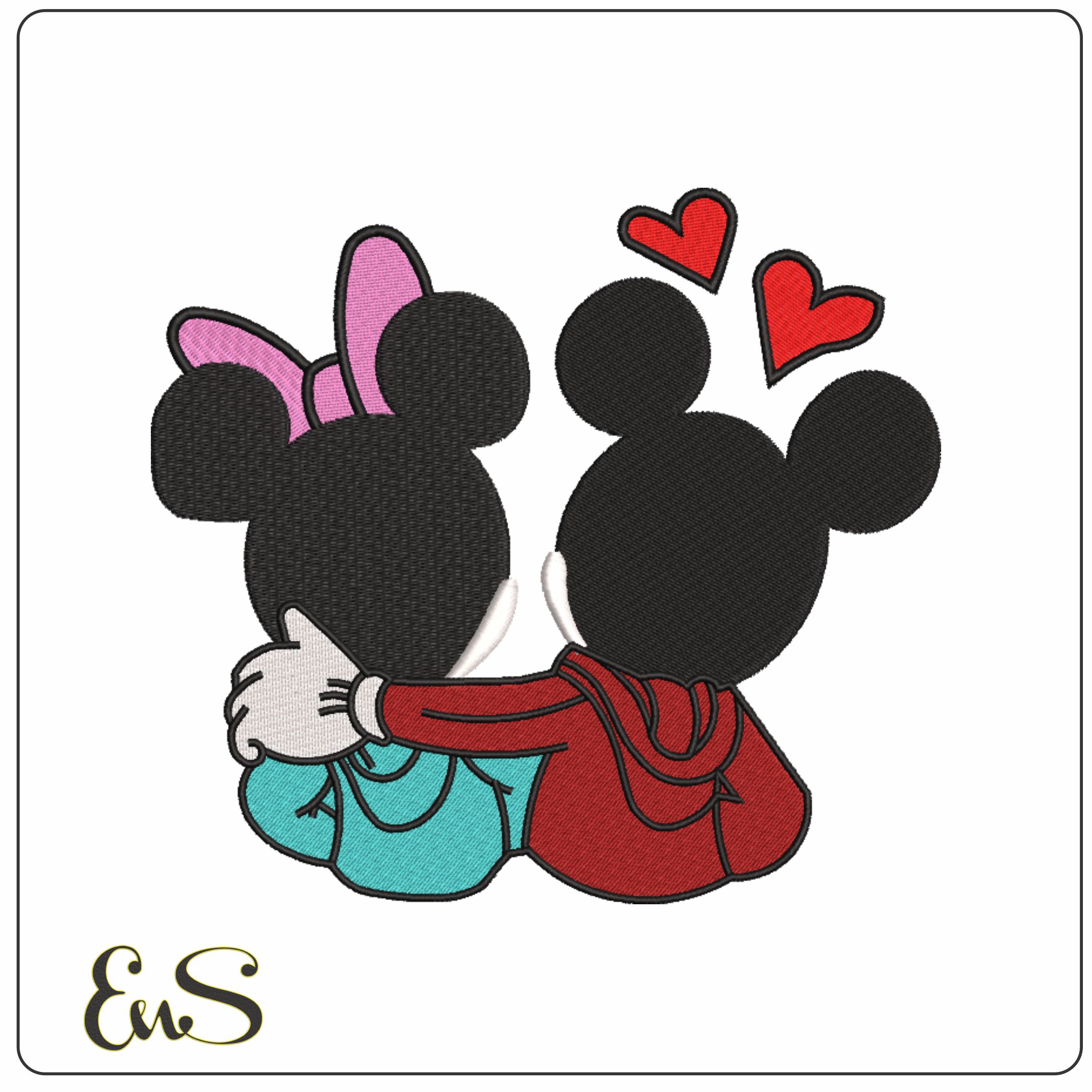 Gucci Mickey and Minnie Mouse Cuddle - embroidery design file - instant download