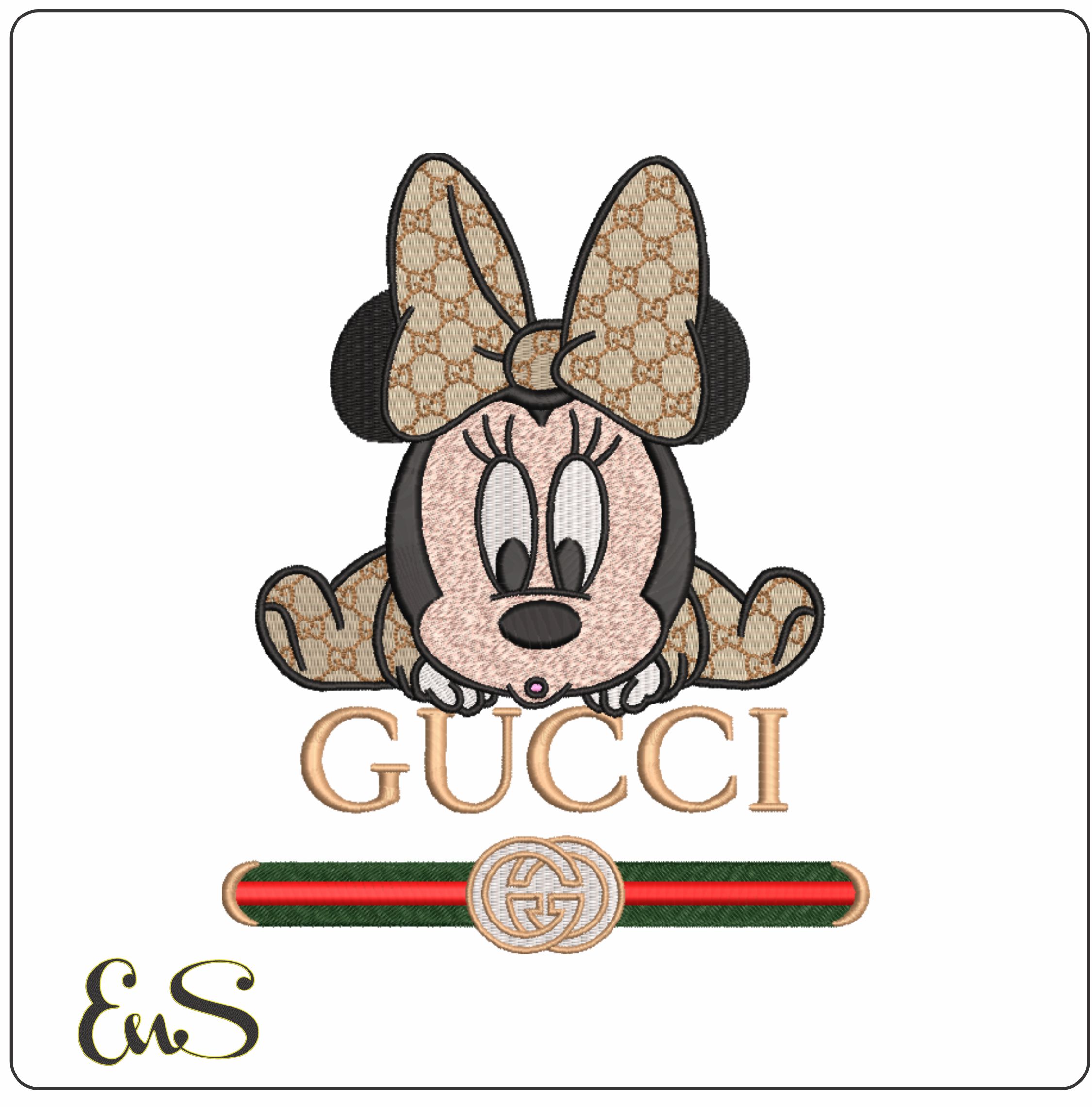 Gucci Baby Minnie Mouse lay down - embroidery design file - instant download