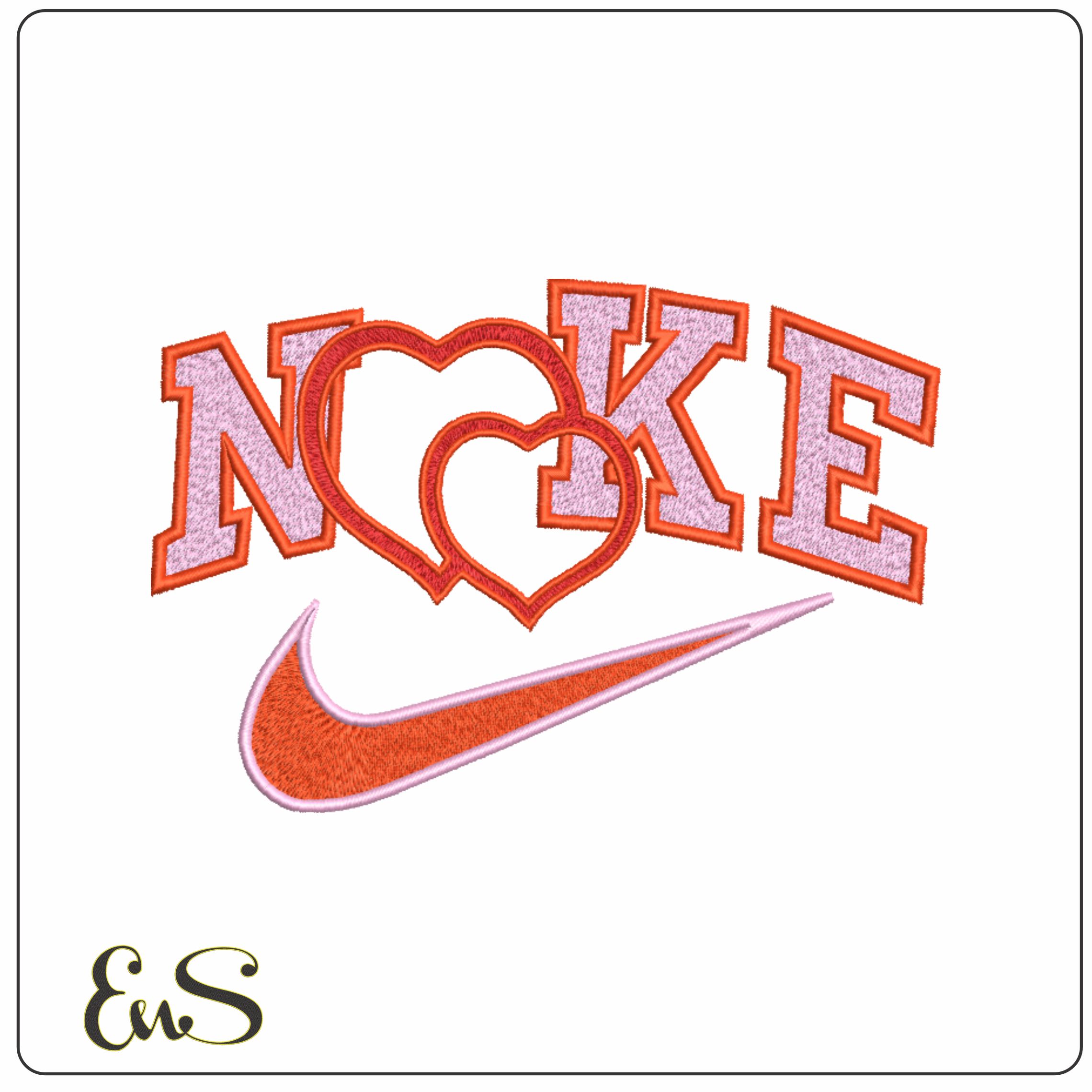 Nike Swoosh Parent Heart - Cartoon embroidery design file - instant download