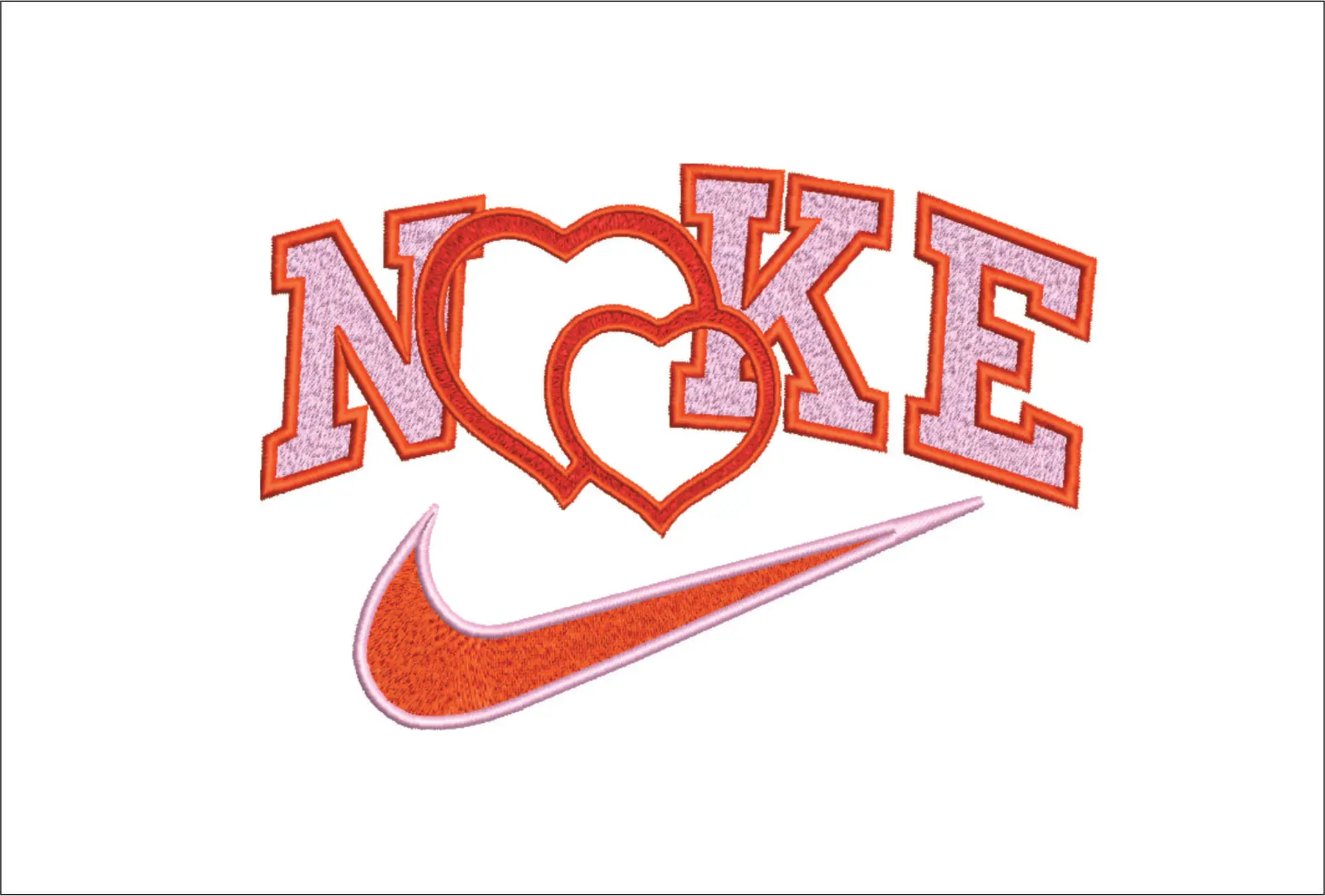 Nike Swoosh Parent Heart - Cartoon embroidery design file - instant download